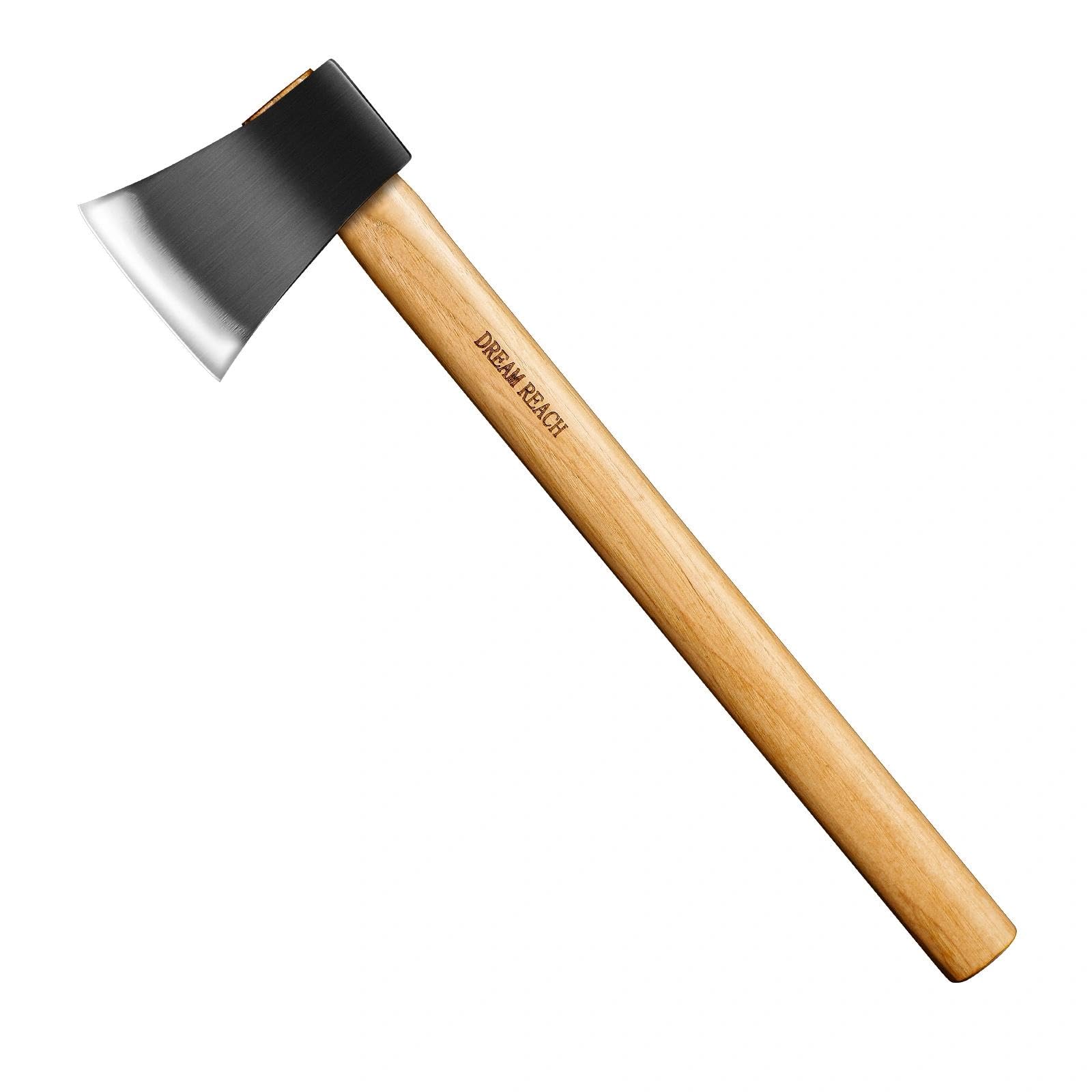 Dream Reach Hacha de Mano para Partir Leña, Mango de Madera y Cabeza de Acero al Carbono, para Jardín y Exterior