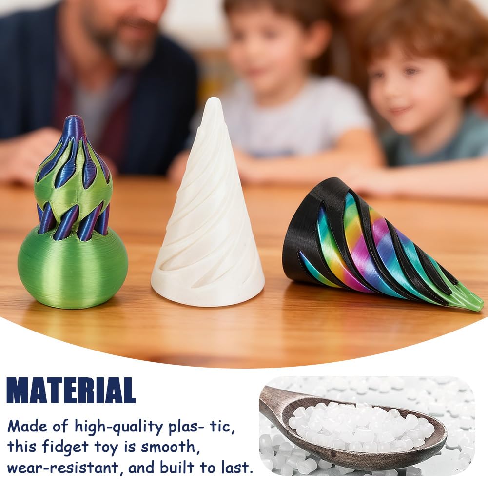 3Pcs Impossible Spiral Pyramid Fidget Toy, 3D Printed Passthrough Sculpture with Glow in Dark - Image 4