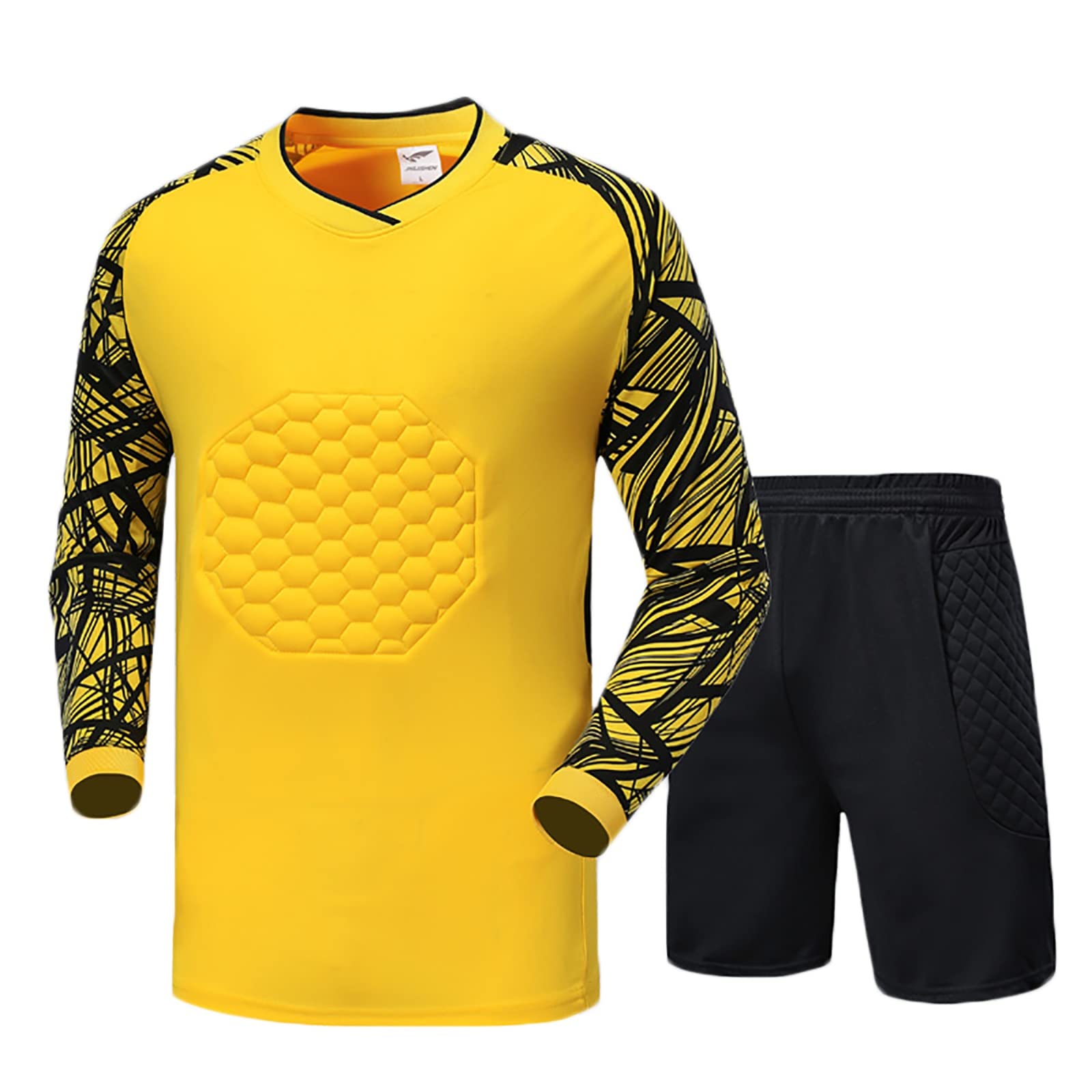 G&F Unisexo Uniforme Portero Fútbol Anti-Collision Protector Acolchado Camisa +Shorts para Hombres (Color : Yellow, Size : XXL)