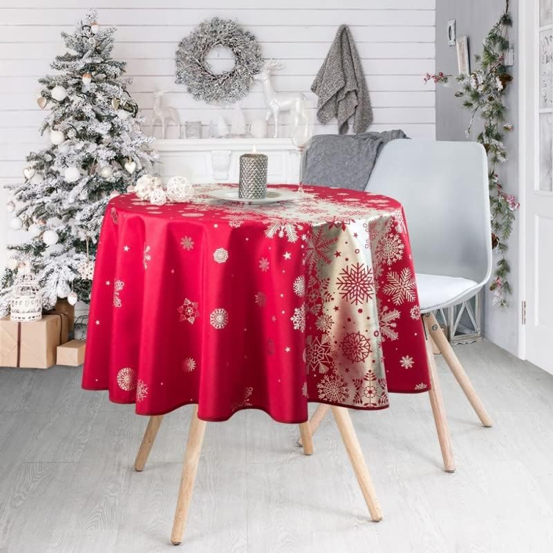 texpot Nappe ovale 160 x 220 cm Gris Noël Avent étoiles 100