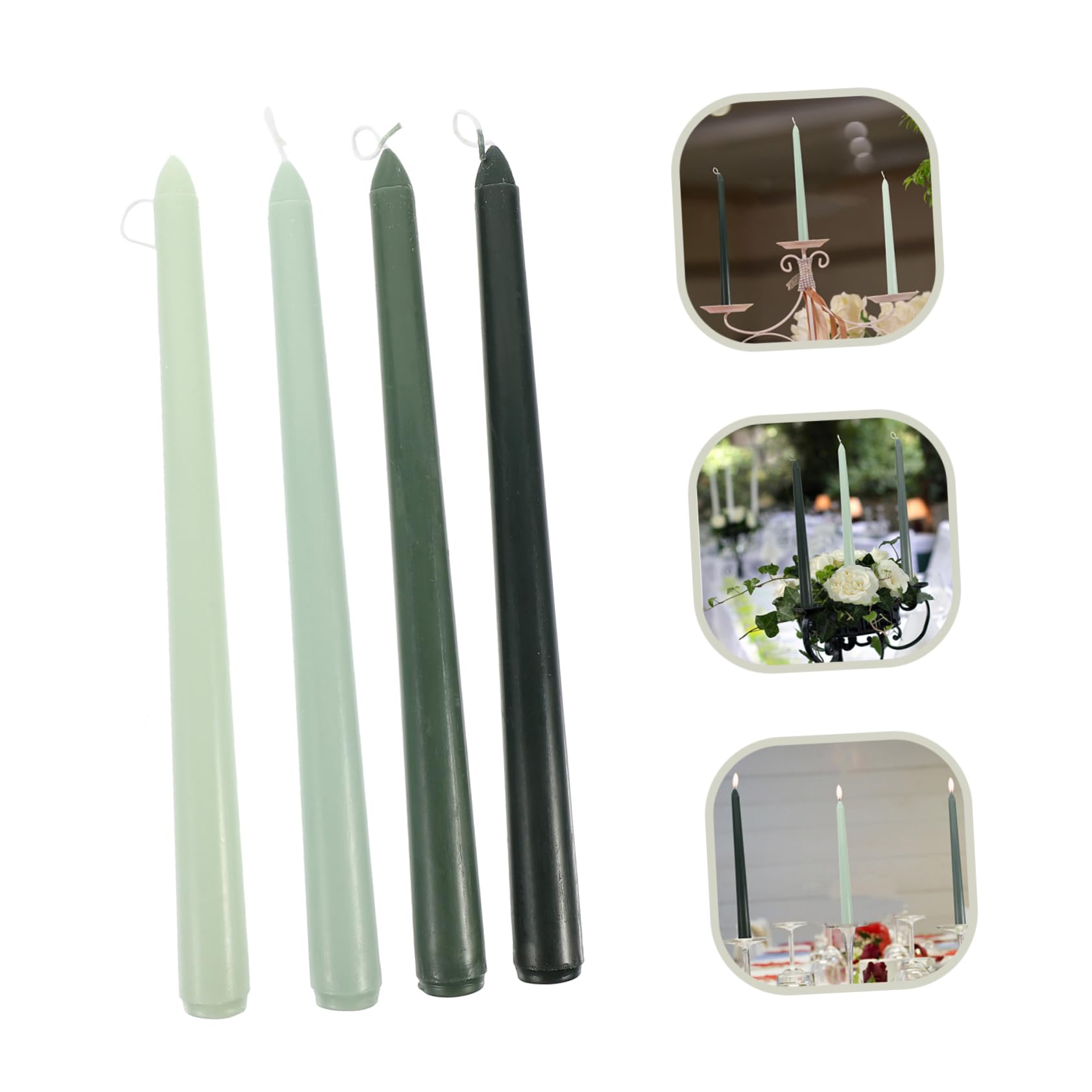 Candele Profumate a Stelo lungo 4 Pezzi in Paraffina Verde senza Fumo per Decorazione Romantica Matrimonio o Compleanno