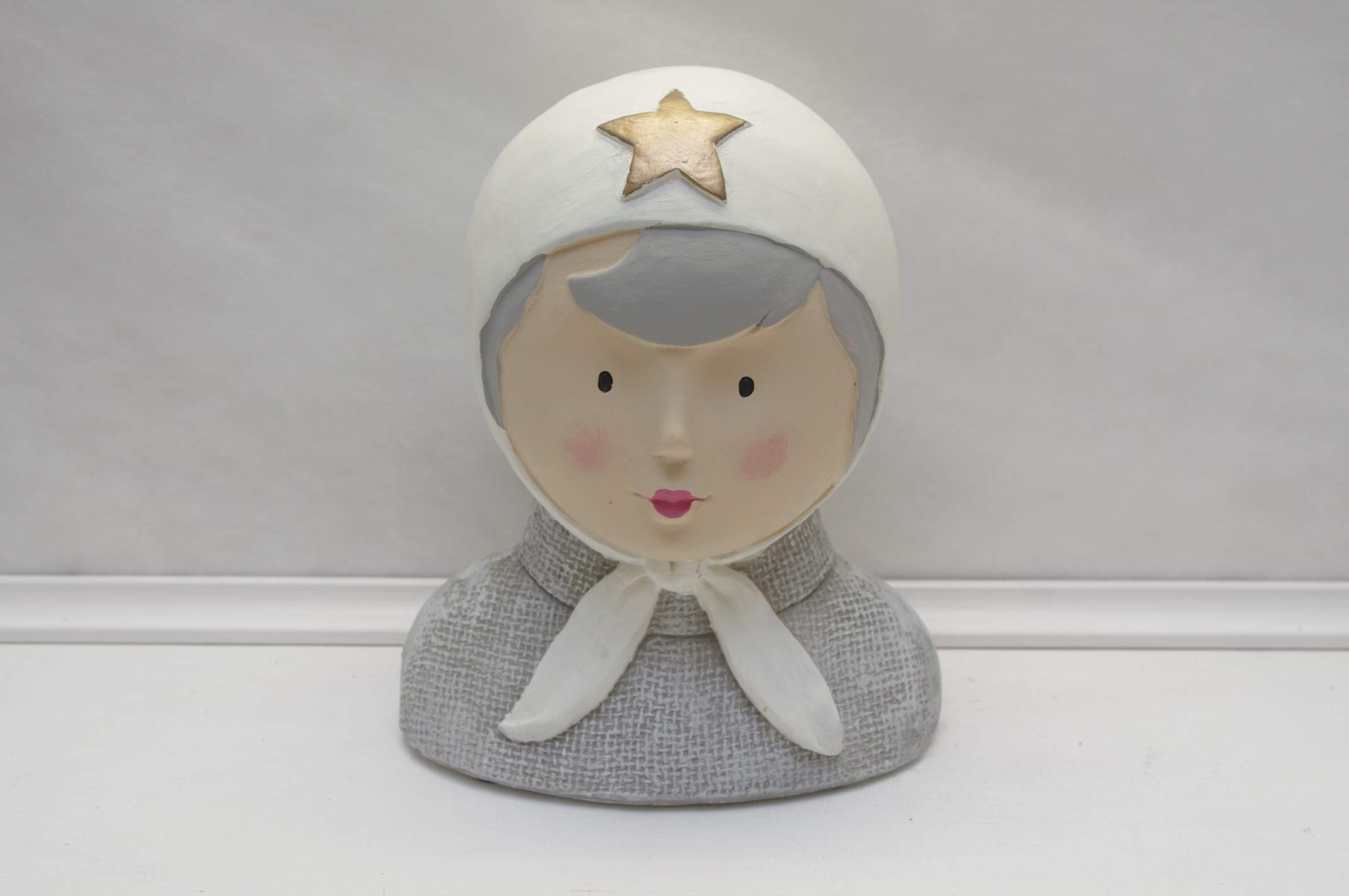 Badenimport Standing lady's head decorative head with headscarf and golden star.