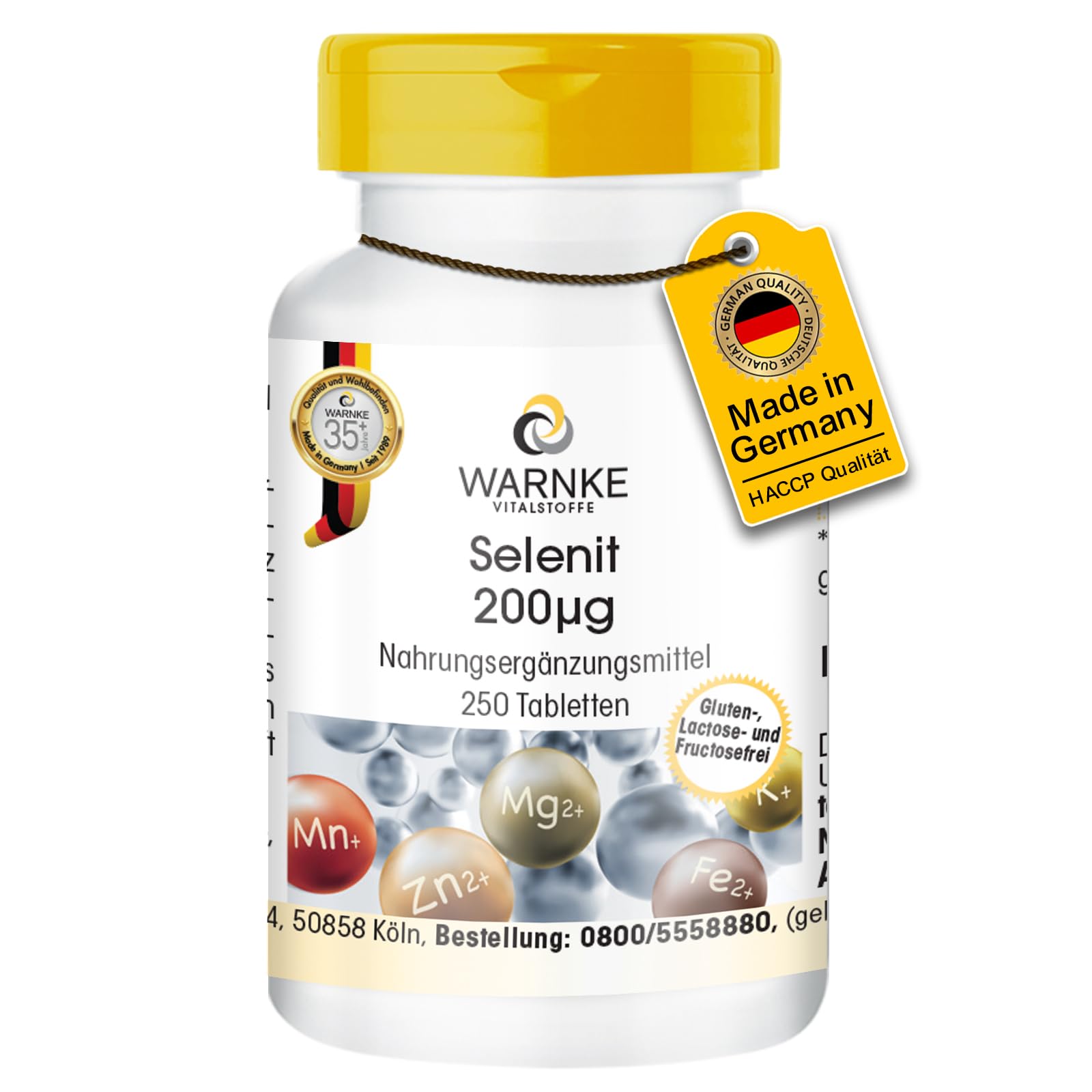 Selenite 200μg - 250 compresse - 200μg di selenio per compressa - Selenito di sodio - ALTO DOSAGGIO - Qualità farmaceutica tedesca - Vegano | Warnke Vitalstoffe