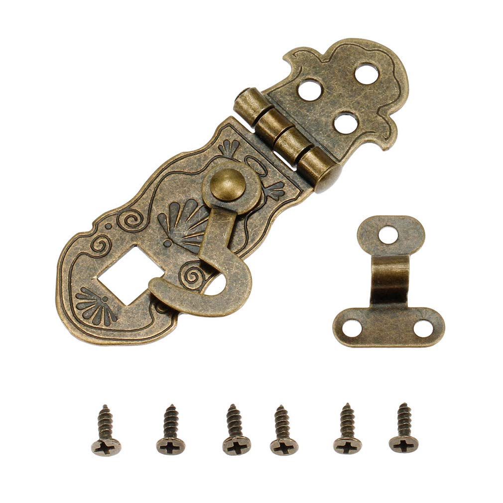Tiazza 2Pcs Vintage Style Notebook Hasp 90 Degree Hardware Bronze Tone Metal Antique Latch Diary Jewelry Wood Box Catch Latch Hook Lock Hasp Decor - Image 2