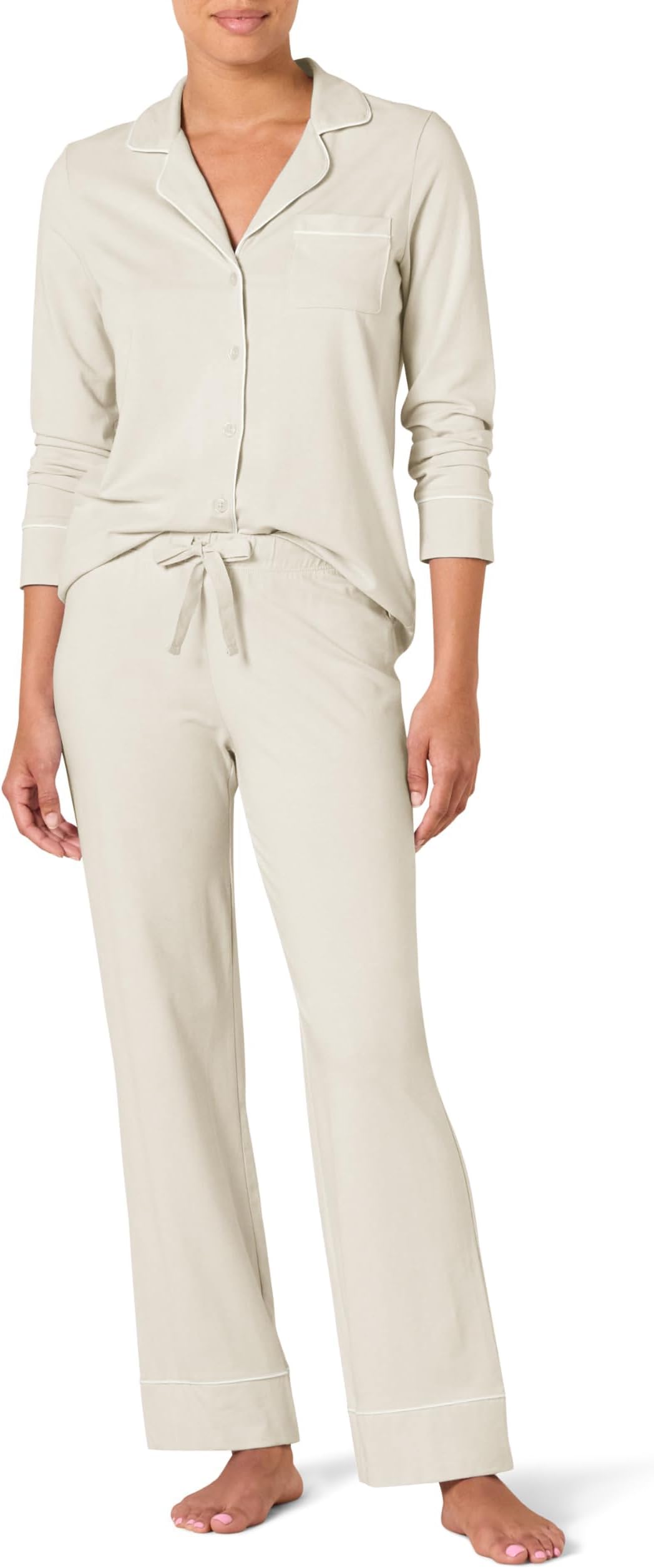 Women's Long Sleeve Cotton Modal Pajama Set, Loungewear with Full-Length Bottom