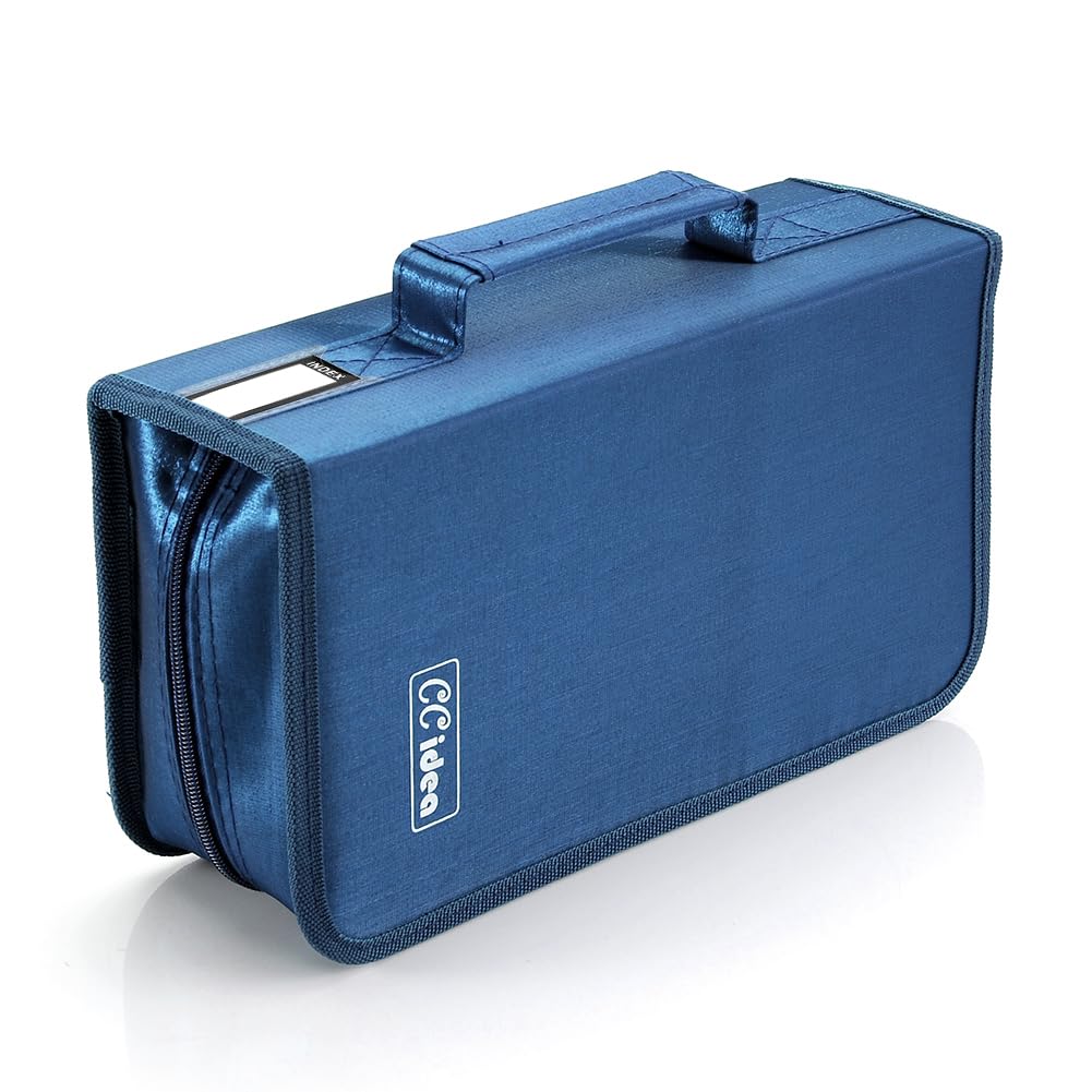 CCidea CD Case DVD Storage Holder, 128 Capacity DVD Cases Organizer CD Plastic Protective Carrying Binder,Portable Cd Wallet for Home Travel (Blue), 128-blue, L11 xW 6 x H3.5 INCH, Beauty Case
