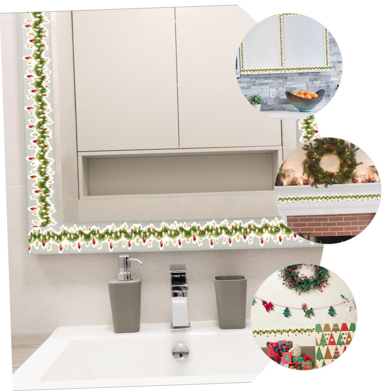 DOITOOL 5 Juegos Pegatinas De Pared Con Forma De Cintura De Flores Tiras De Luces Navideñas Decoraciones Guirnaldas Iluminadas Pegatinas Para Borde De Armario Remolinos 10 hojas * 5