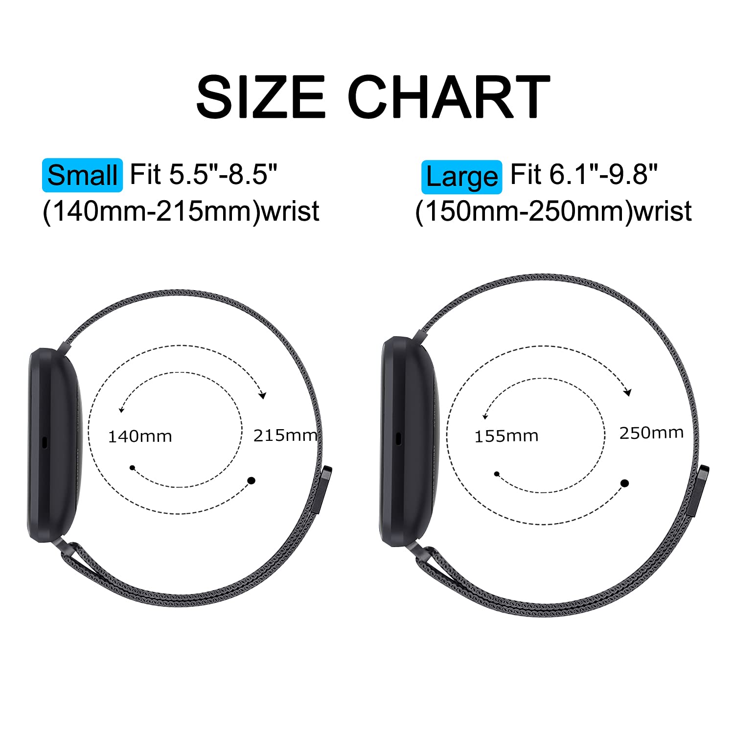Bracelet en métal compatible avec Fitbit Versa 3/Versa 4/Fitbit Sense/Sense 2 pour homme et femme - Maille en acier inoxydable respirante avec fermeture magnétique réglable