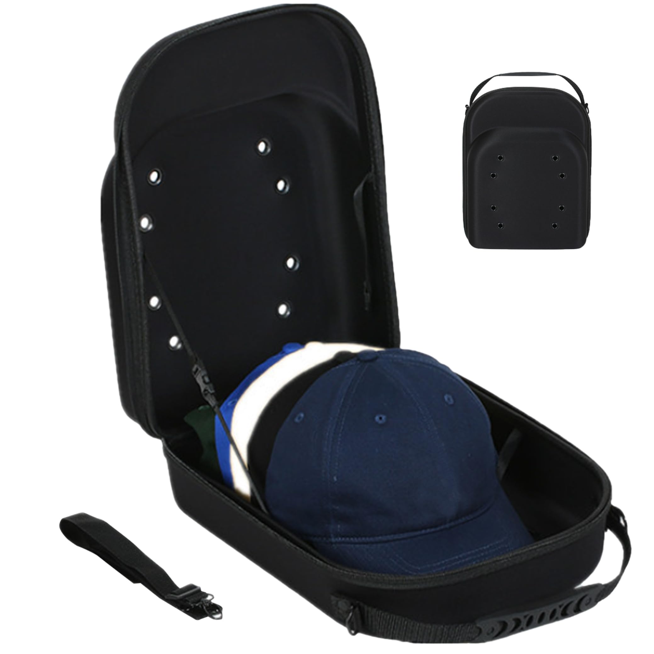 Custodia per Cappello, Custodia da Viaggio per Berretti da Baseball, Rigida, per Contenere 6 Berretti da Viaggio, per Baseball con Maniglia per Il Trasporto e Tracolla, per l'uso Quotidiano