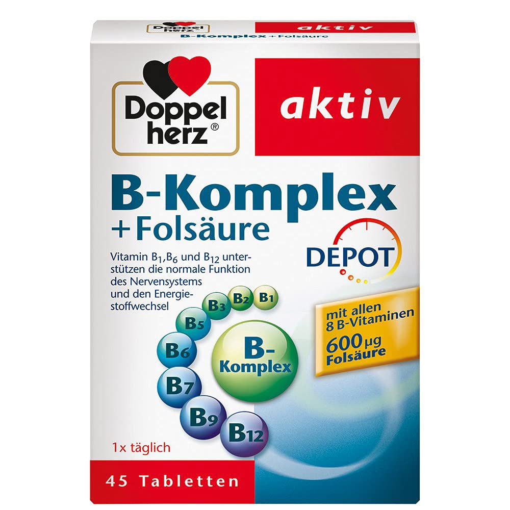 Doppelherz Supra Folic + B-Complex Tablets, 30 ct.