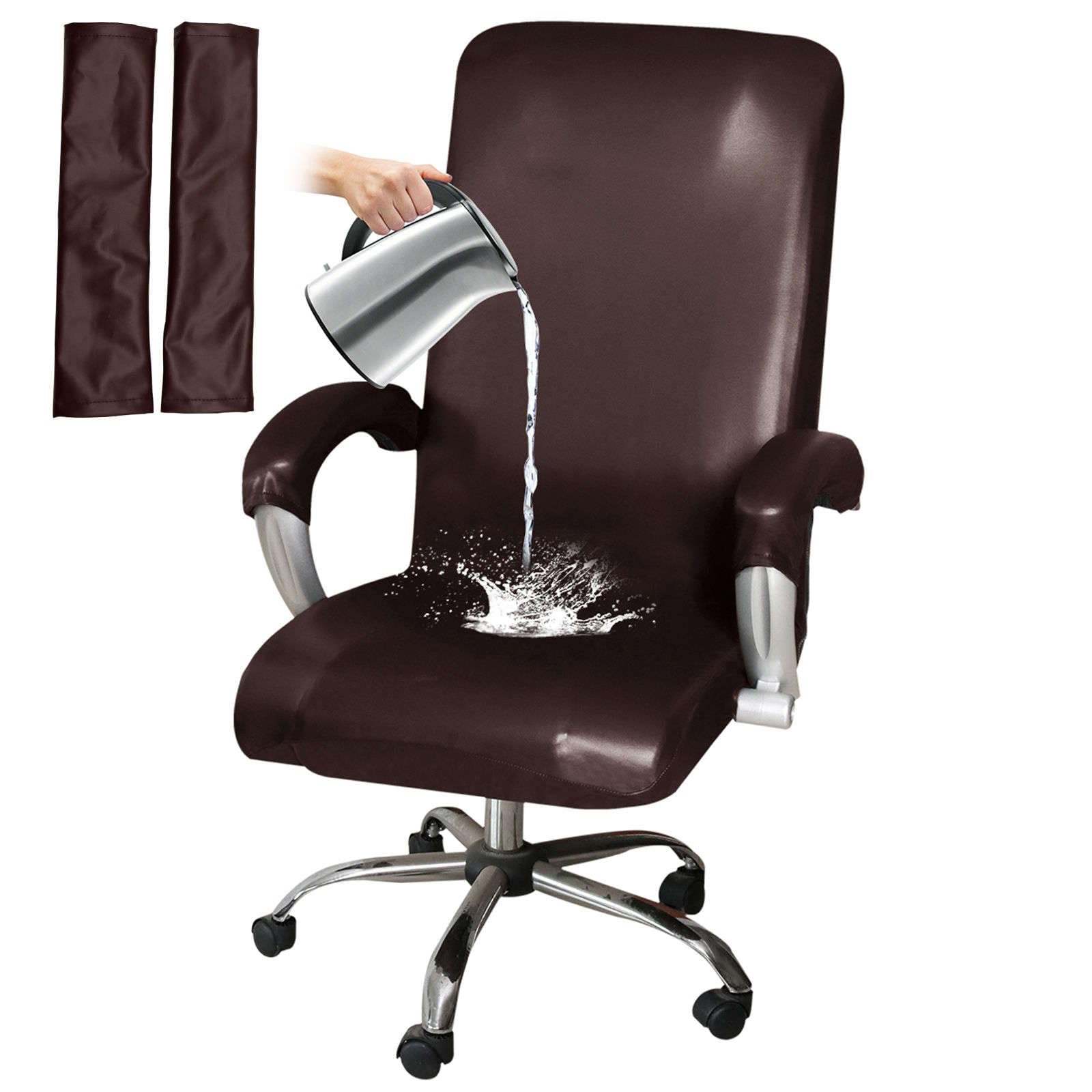 Housse De Chaise De Bureau Imperméable Et élastique - 95% Polyester, 5% élasthanne - Pour Dossier Et Siège Séparés - Noir