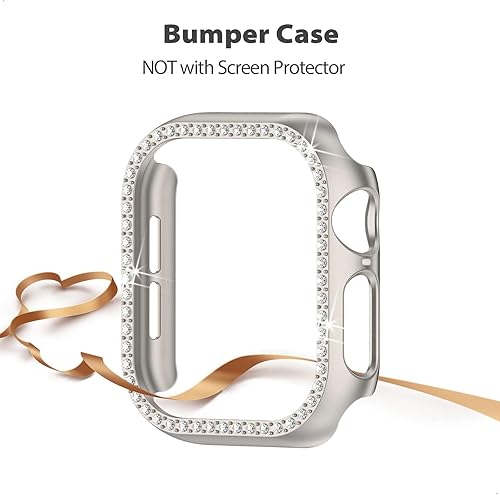 Miniatura 10 de Carcasa compatible con Apple Watch SE, 1.49, 1.57, 1.65, 1.73, (38mm, 40mm, 42mm, 44mm) diamantes de imitación de cristal para iWatch Series 6 5 4 3