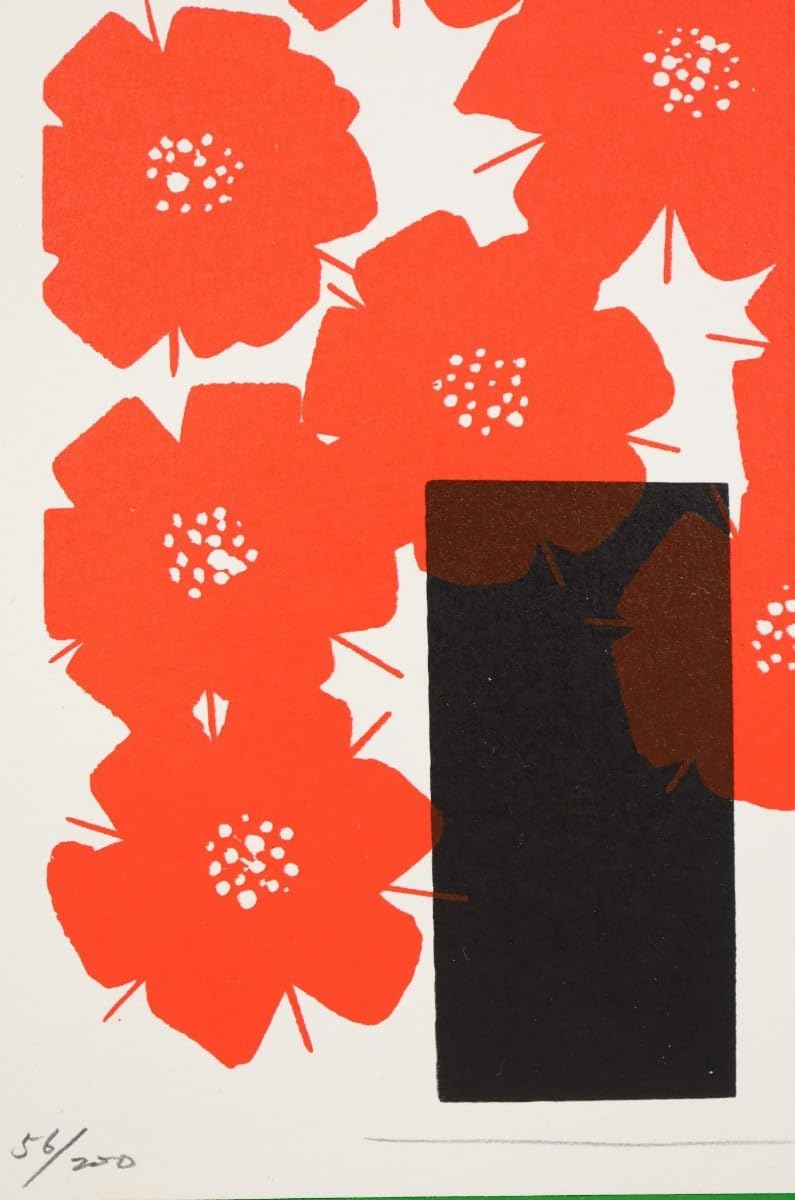 Amazon.co.jp: 真作 高部多恵子 リトグラフ「赤い花」画 11×16.5