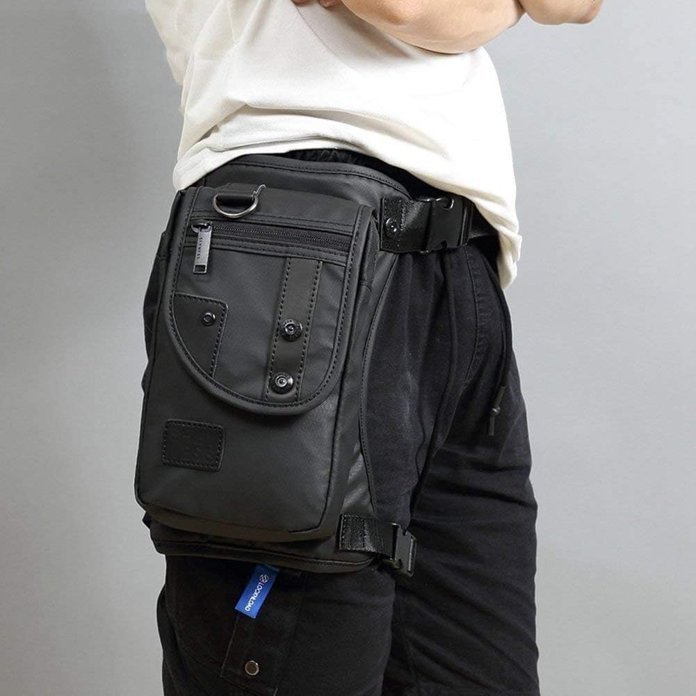 Oxford Hiking Waist Pack Motorcycle Drop Leg Bag for Men Women Bike Riding Thigh Fanny Pouch Outdoor Travel Fishing Camping Casual Daypack 4-Black