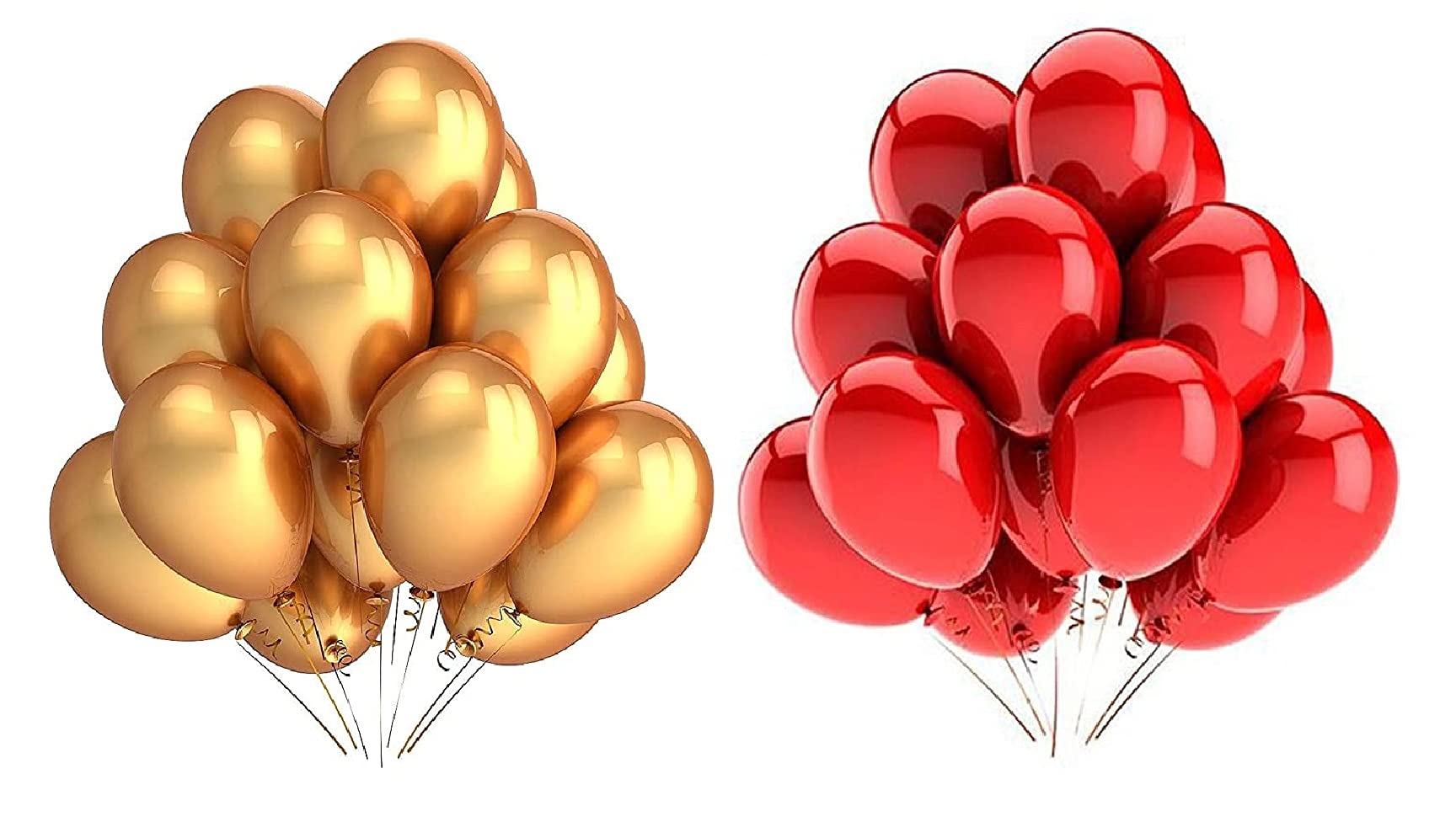 BVM GROUP Super Quality Pack of 100 Matallic RED (50Pcs) and Golden (50Pcs) Balloons for Birthday Decoration, Parties, Anniversary, Wedding, Festivals