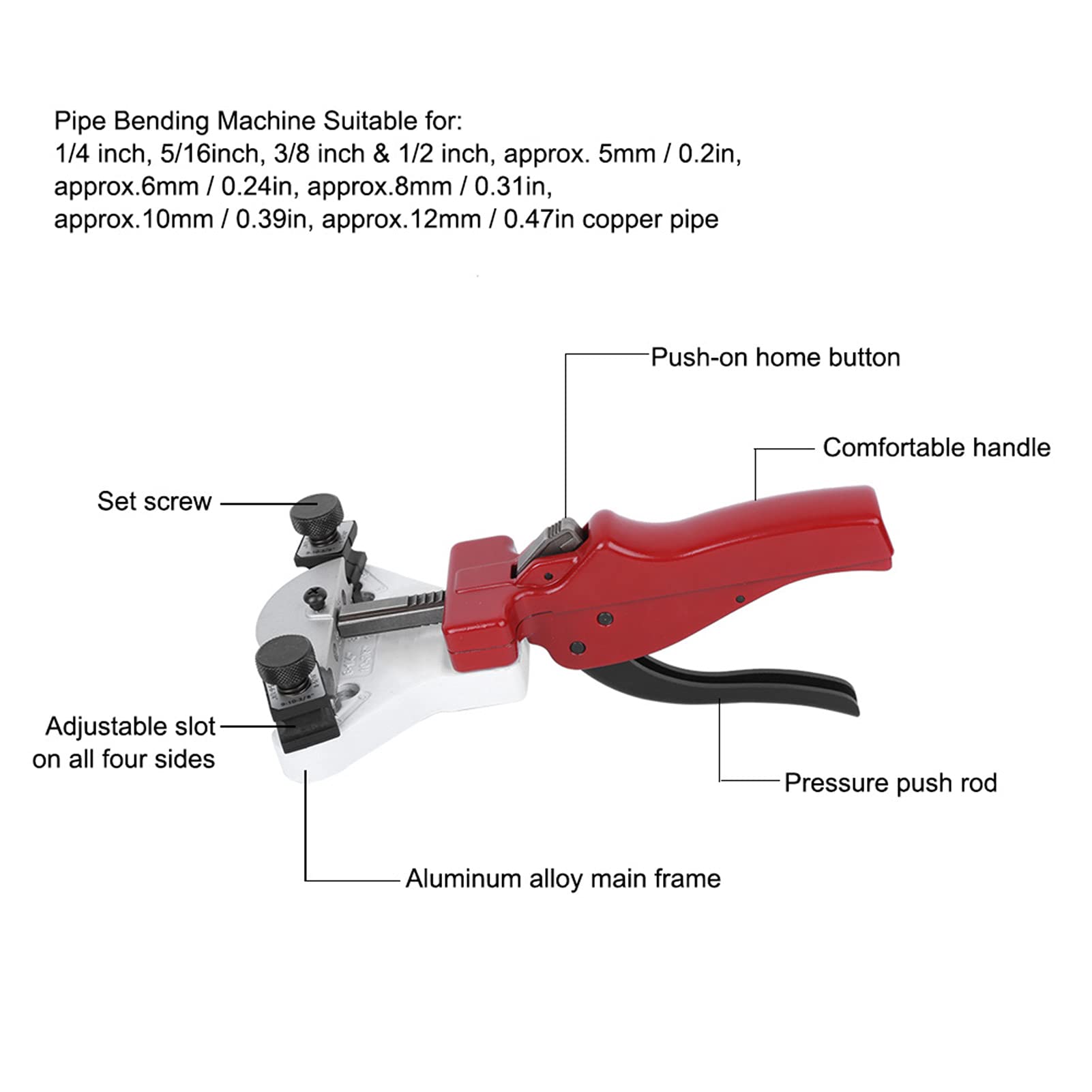 Tissting Máquina de Doblar Tubos y Cortatubos Mecánico, Herramienta Profesional para Sistemas de Aire Acondicionado y Ventilación con Adaptador y Indicador de 90 Grados WK-666