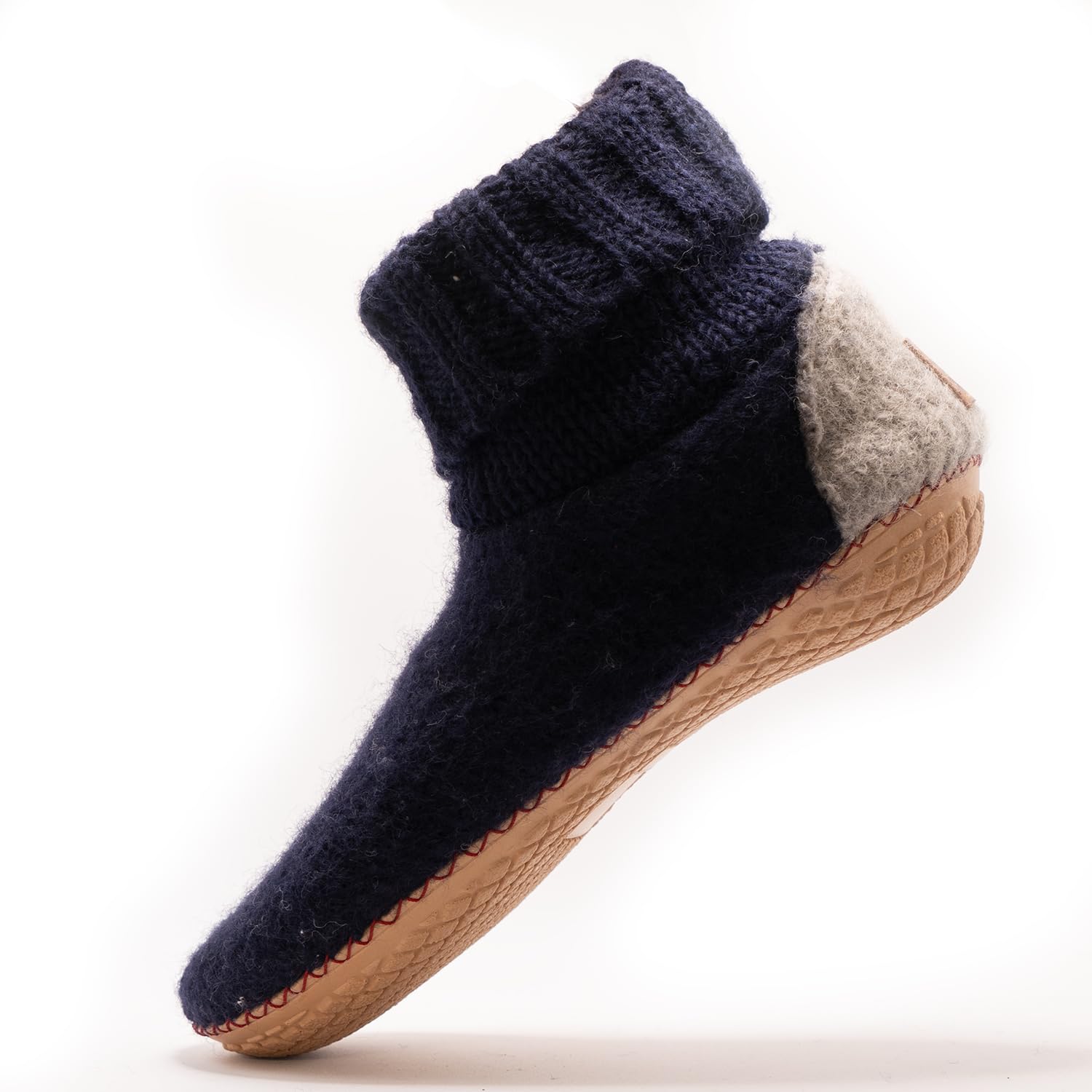 Tibetan Socks Pantuflas de fieltro de lana hechas a mano con espuma viscoelástica y suela de goma
