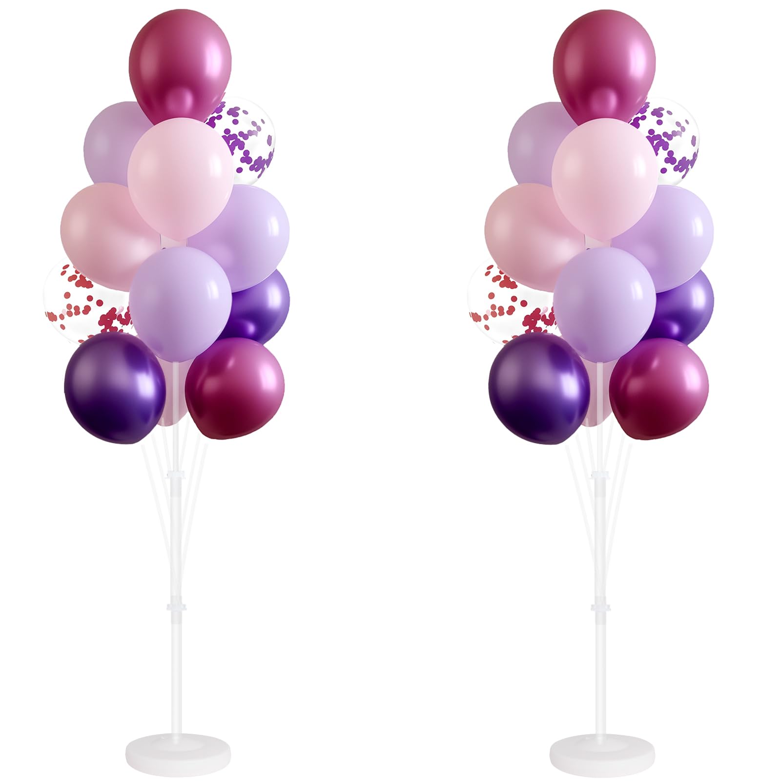 Balloon Column Stand Kit,Set of 2,Metallic&Confetti 12inch Pink Purple Balloons,Adjustable Balloon...