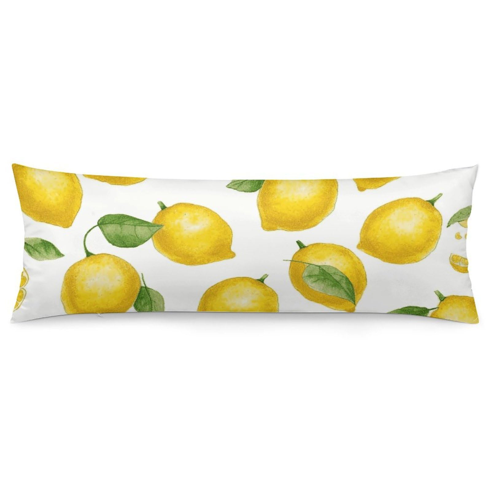 2 Pack Pillow Cases for Hair and Skin, Soft Breathable Pillow Case Covers with Hidden Zipper, Yellow Lemon Pillowcase 20"x54" Pillow Covers for Sleeping Gift