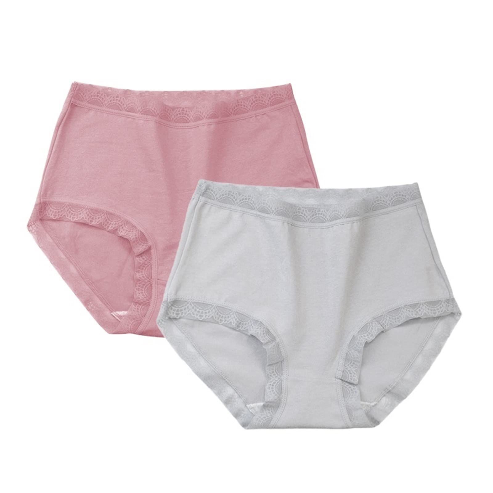 Bikinis Taillenslips 3 Teile/los Frauen Baumwolle Briefs Sexy Unterwäsche Hohe Taille Höschen Plus Größe Damen Unterhose Intime Weibliche Dessous (Color : Pinkgray, Size : XXL)