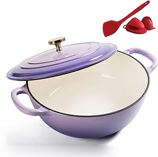 Garnek do zupy, ceramiczny garnek do gotowania żeliwny garnek z pokrywką 26 cm żeliwna patelnia do zapiekanek, emaliowane żeliwo Dutch Oven z pokrywką, emaliowane naczynia nieprzywierające garnek do gotowania i smażenia - najlepszy prezent