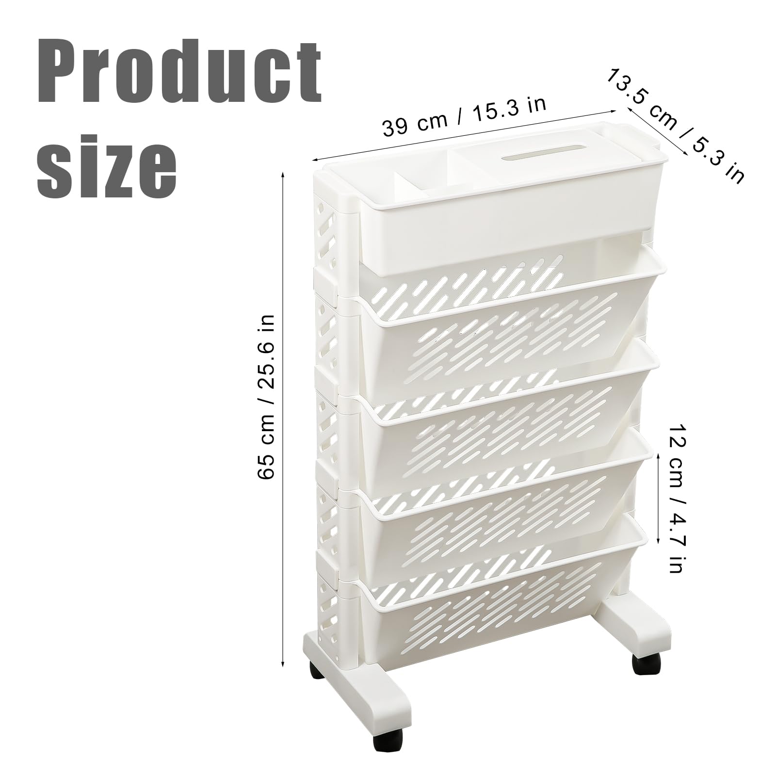 Carrello Scaffale Mobile, Carrello Scaffale con Ruote Scaffale con Ruote, Staccabile Scaffale Mobile Carrello Portaoggetti Laterale al Tavolo per Ufficio Casa Aula Dormitorio Organizzazione