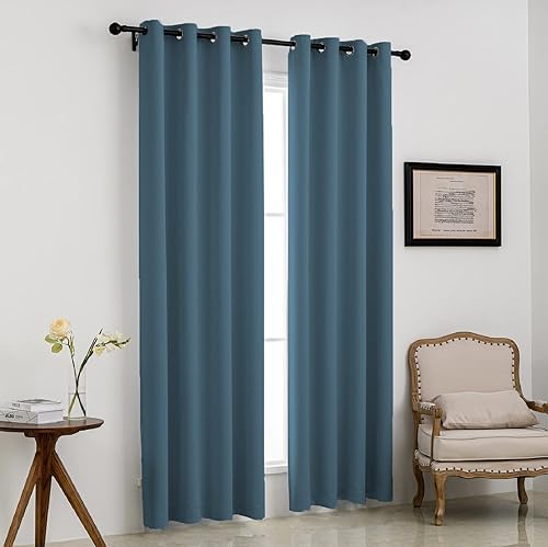 Miniatura 32 de Pickluc Cortina opaca con ojales para dormitorio, cortinas de bloqueo de luz, aislamiento térmico, reducción de ruido, 42 pulgadas de ancho x 84