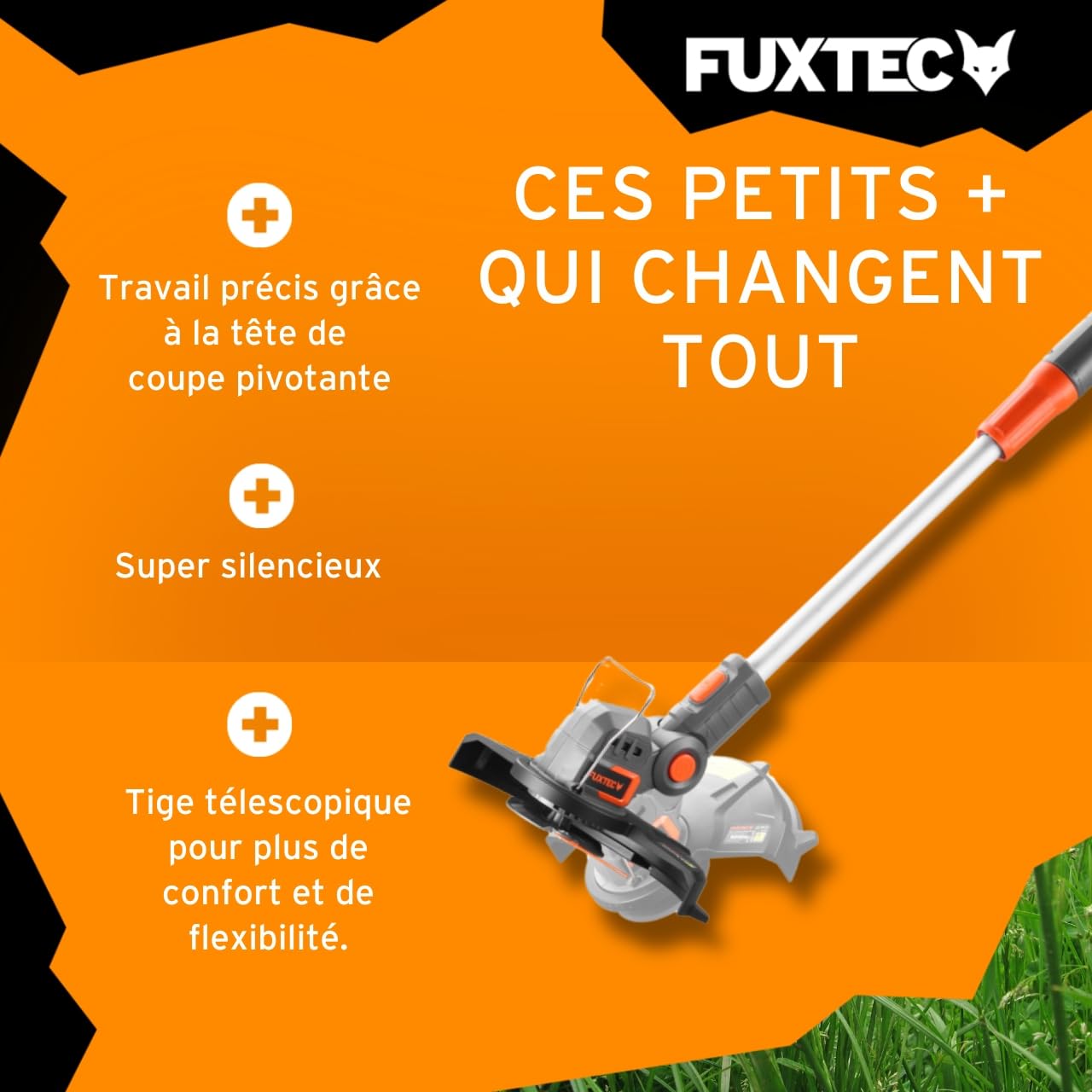 Fuxtec Coupe Gazon/Coupe Bordure à Batterie 20V FX-E1RT20 – sans Batterie Li-ION ni Chargeur – Largeur de Coupe 25 cm