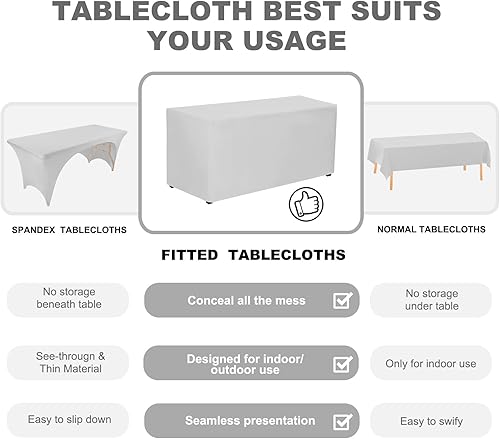 Miniatura 9 de PLOYMONO Paquete de 4 manteles rectangulares de poliéster lavable de 72 x 30 pulgadas color fucsia para mesa de bufé, banquetes, fiestas, bodas,