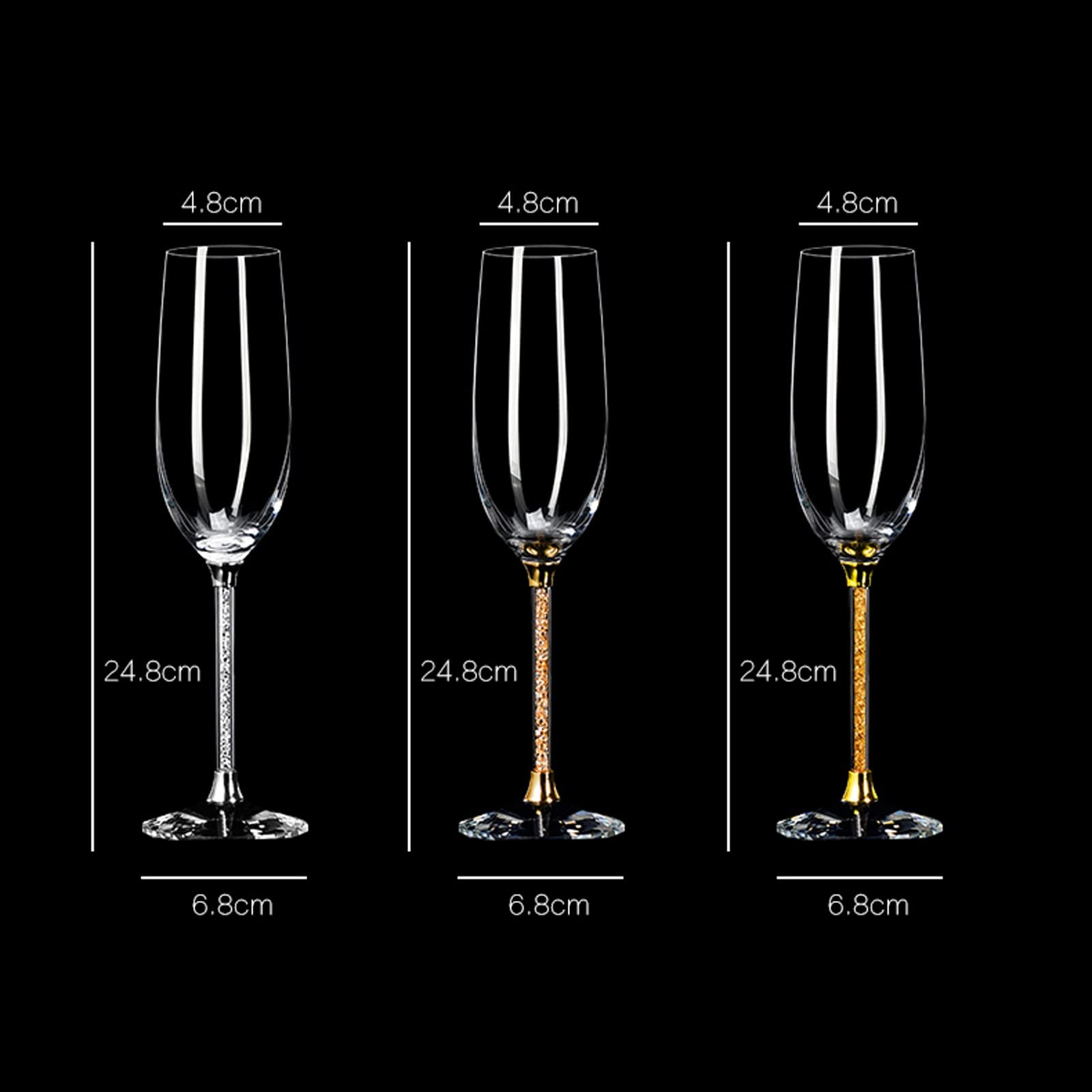 Flûtes à Champagne Verres à Champagne légers de Luxe de 230ml, Ensemble de flûtes à Champagne Haut de Gamme, Tasse à Champagne en Verre de Cristal, 12 pièces Coupes à Champagne(C)