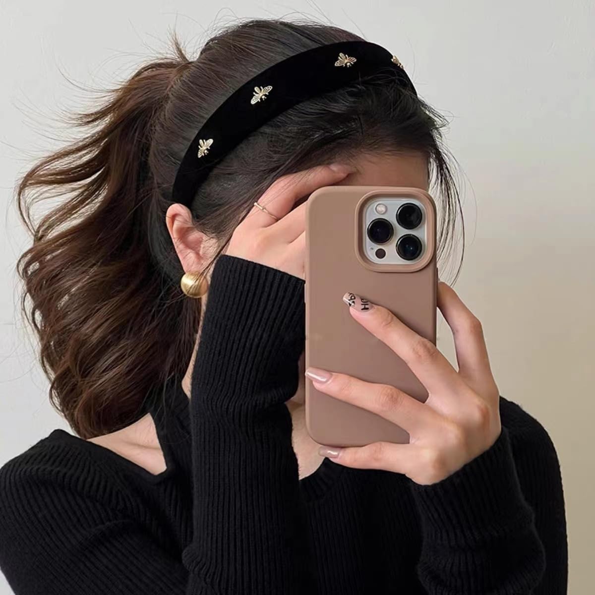 Amazon.com : PLwelth Black Bee Velvet Headband for Women 