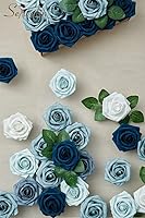 Vista 7 de Serwalin Flores artificiales, 25 unidades, rosas falsas con tallos para ramos de boda, centros de mesa de despedida de soltera, arreglos florales