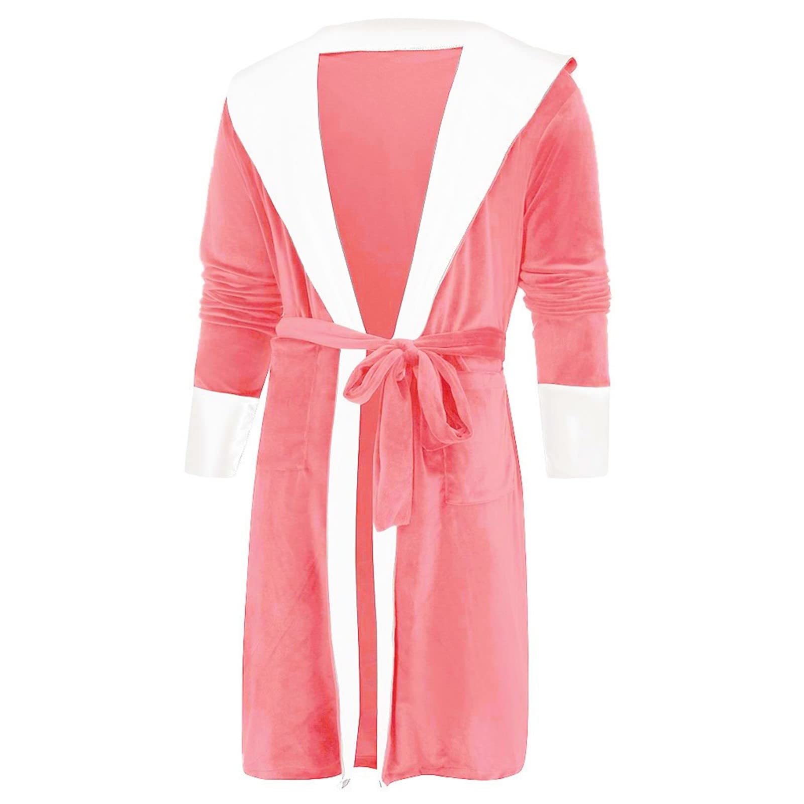 Albornoz largo con capucha para mujer, traje de casa para mujer, de felpa, bata de sauna, monocolor, unisex, color bloque, bata de casa, extra larga, cómoda, albornoz de viaje, pijama