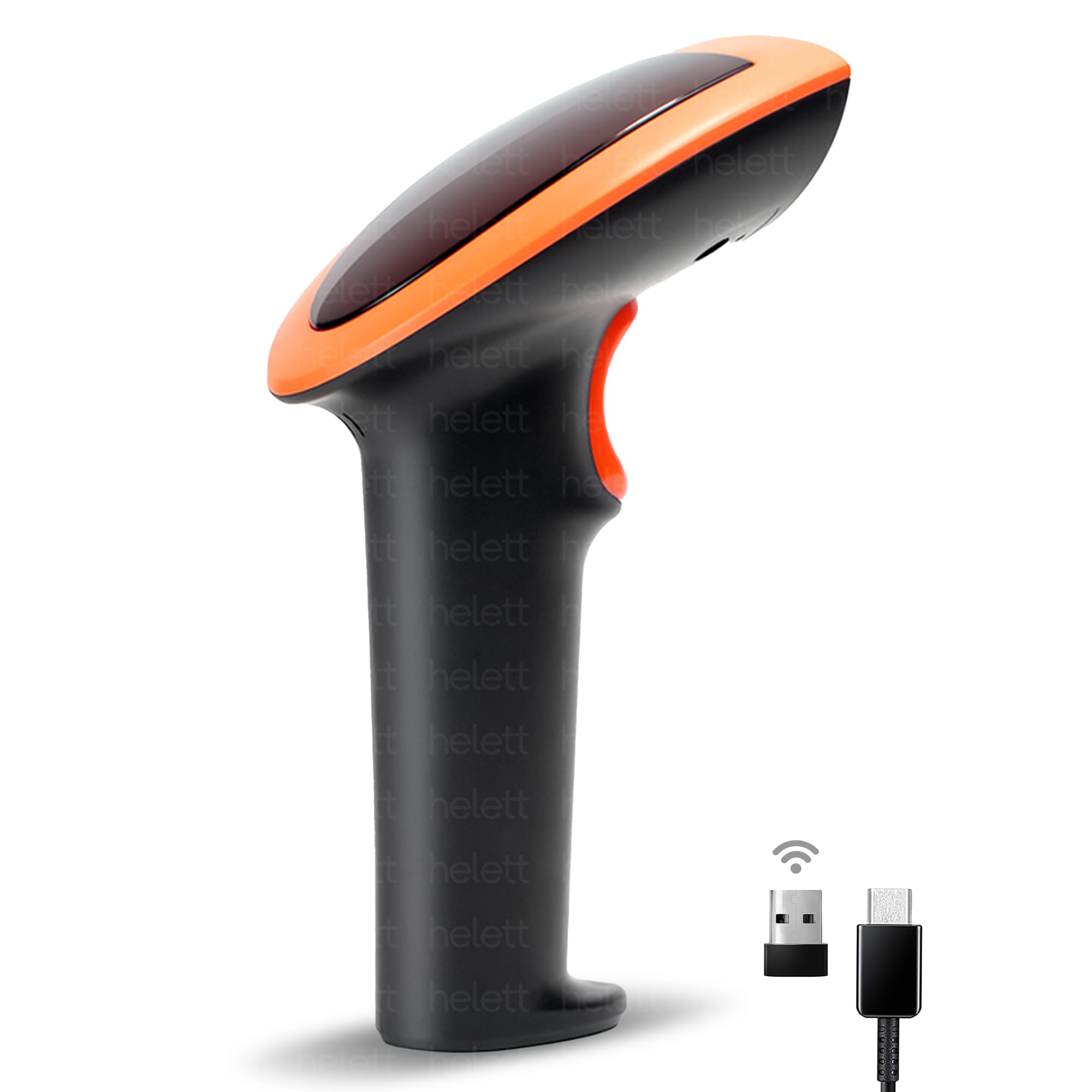 Helett® HT20pro Wireless 2D&1D (Bluetooth + USB+2.4 GHz) Barcode Scanner (QR Code) Wired (Ctype) inbuilt Battery Induction Scanning with Built-in Illumination Light | (1 Year Warranty)