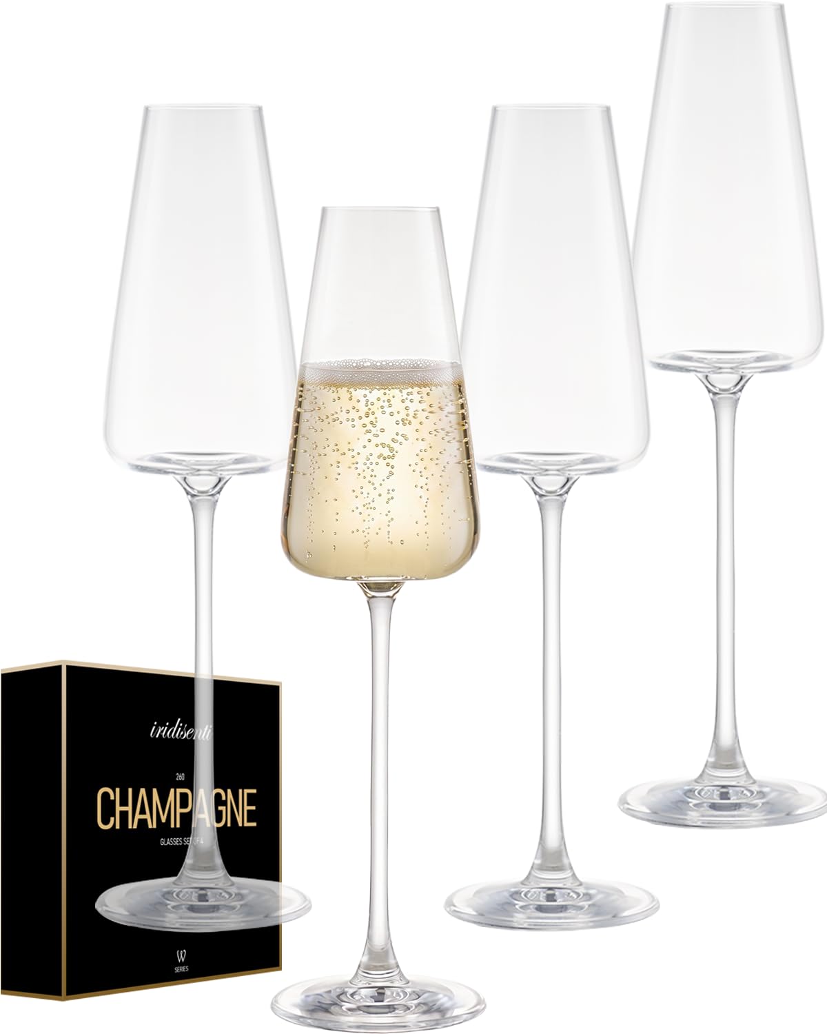 Champagne Glasses Set of 4, 8oz Champagne Flutes Set of 4, Dishwasher Safe Sparkling Wine Stemware
