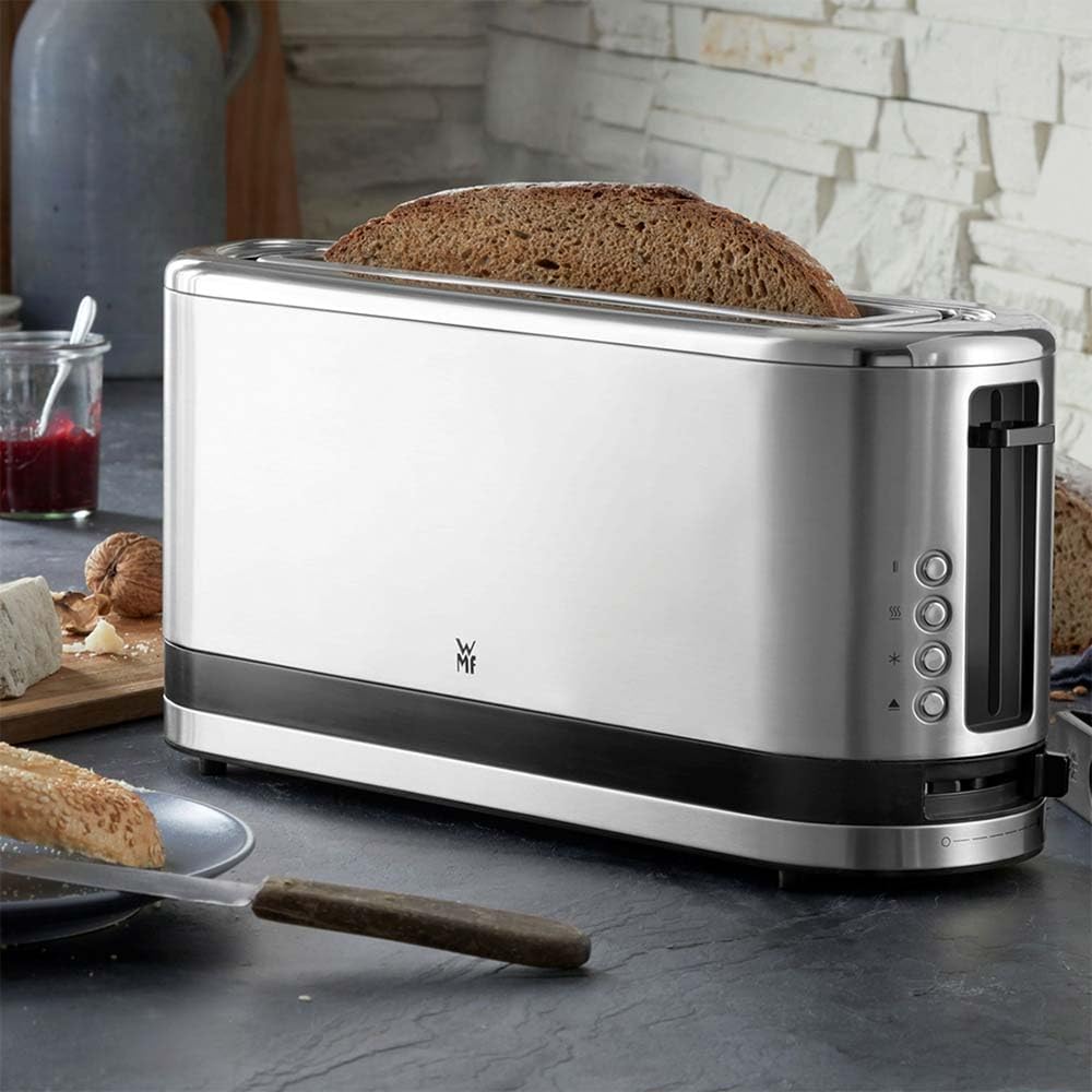 WMF Küchenminis Toaster Langschlitz mit Brötchenaufsatz, 2 Scheiben, XXL, Bagel-Funktion, Langschlitztoaster mit 7 Bräunungsstufen, 900W, Toaster edelstahl matt