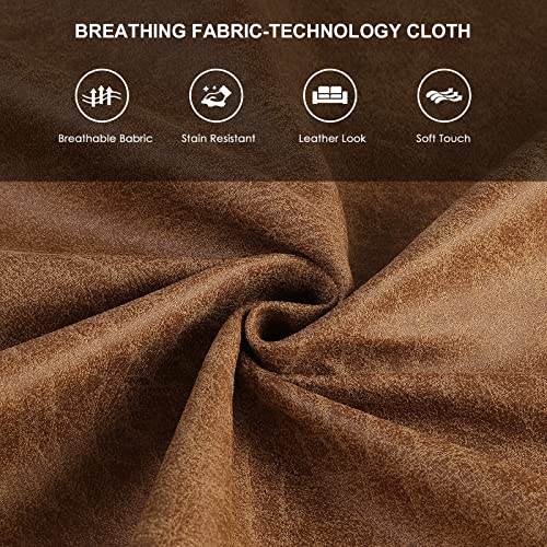 Hifit Sofa Couches, 79” Mid-Century Modern Couch, Breathable Faux Leather Couch With Upholstered Cushions/Pillows, 3-Seat Sofas & Couches, For Living Room Apartment Office,Brown #TOP3