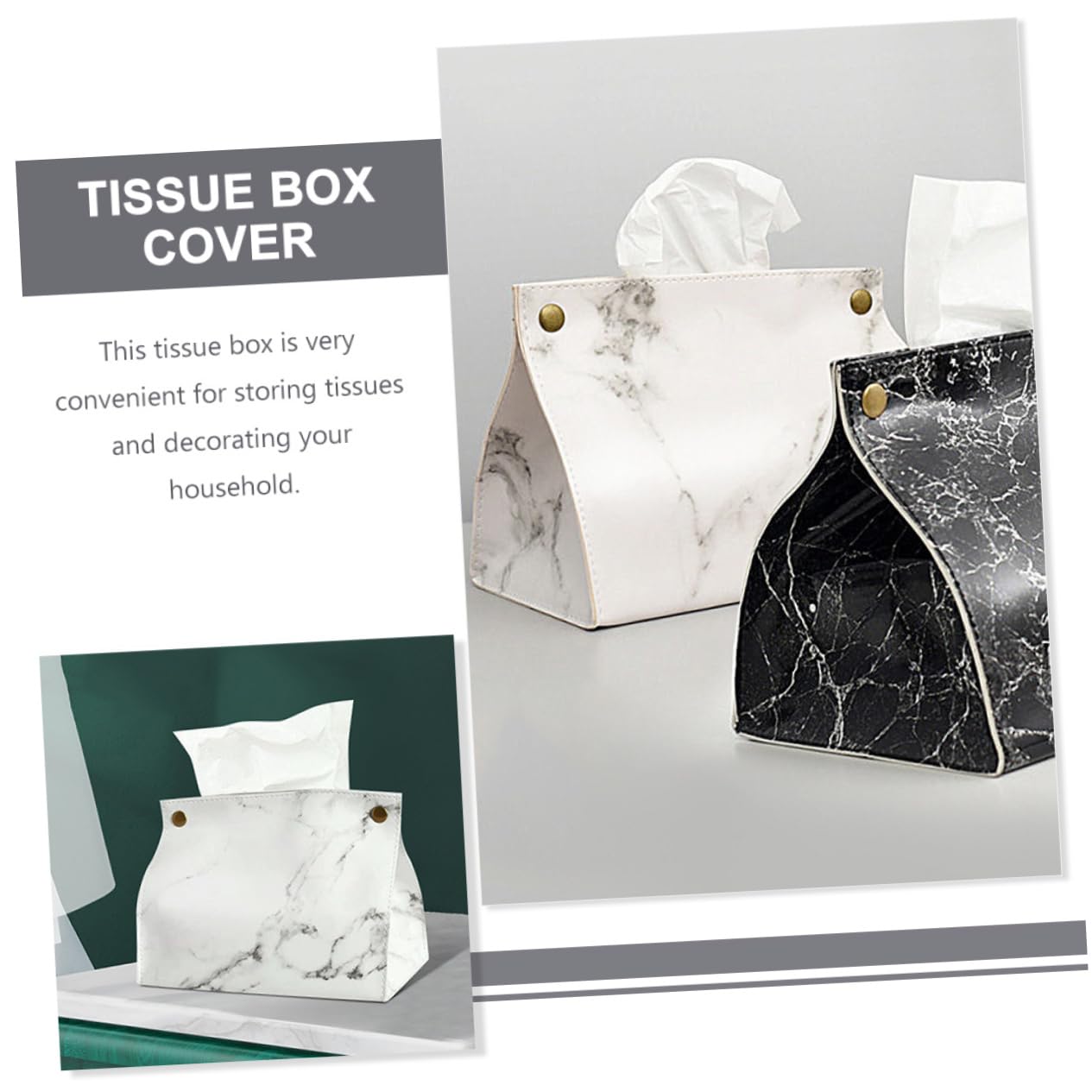 SOLUSTRE Elegant Marble Pattern Desktop Paper Holder Napkin Box Tissue Storage Case Home Cafe Decor