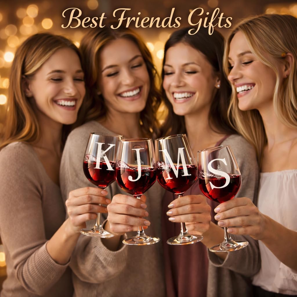 Personalized Wine Gifts for Women - Customized Initials A-Z Wine Glasses, Unique Monogram Birthday Gifts for Her, Mom, Wife, Sister, Daughter, Friend (A) - Image 4