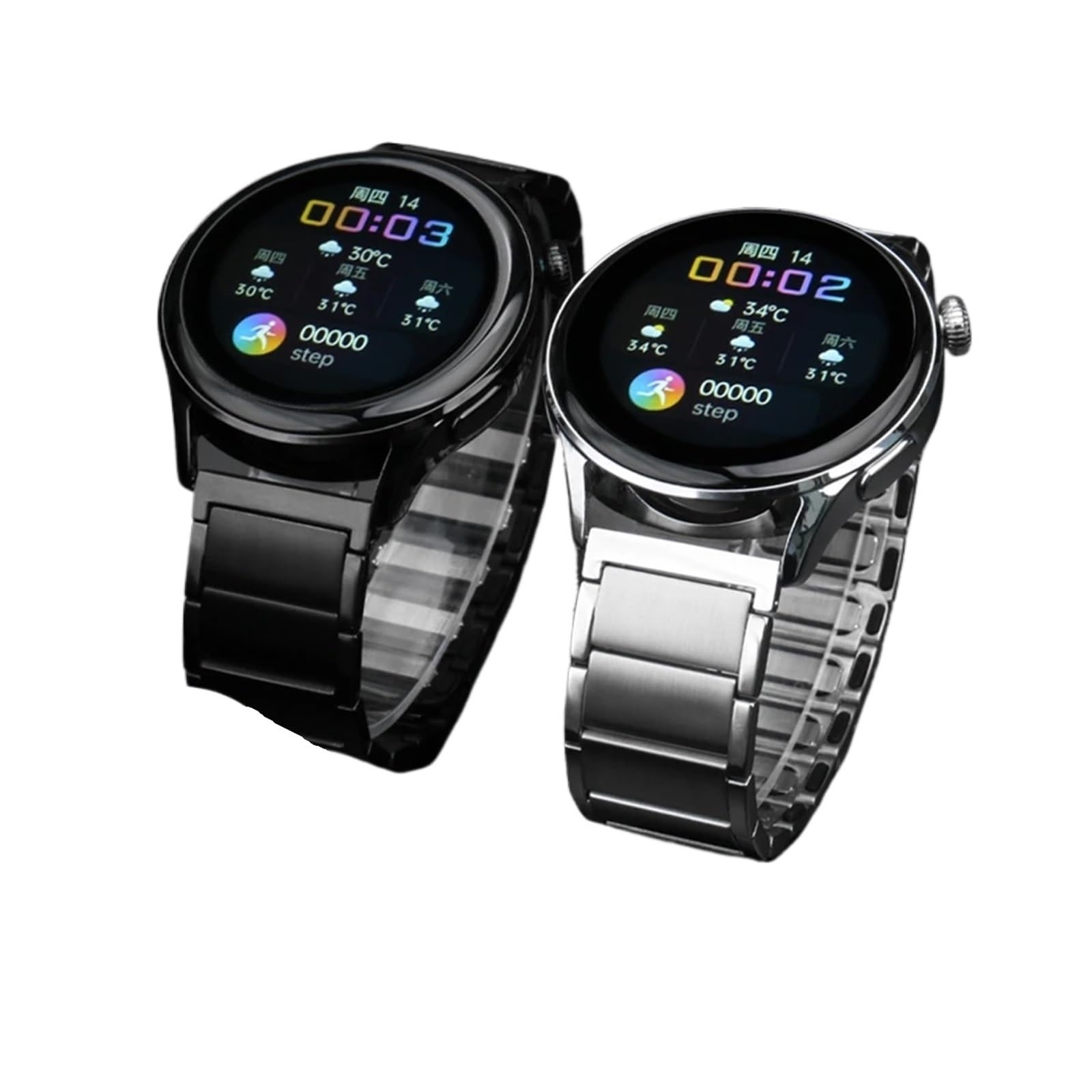 Compatible avec Le Bracelet de Montre GT2 GT3 Watch 3pro Bracelet en Acier à Absorption magnétique Ceinture en Acier Inoxydable(Black,20mm)