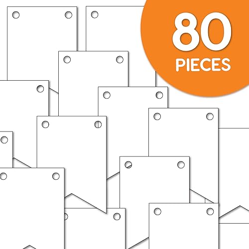 Miniatura 4 de FreshCut Crafts  80 banderas de papel para bricolaje, pancartas blancas, grandes (3.75 x 5 pulgadas), cartulina hecha en Estados Unidos, banderines