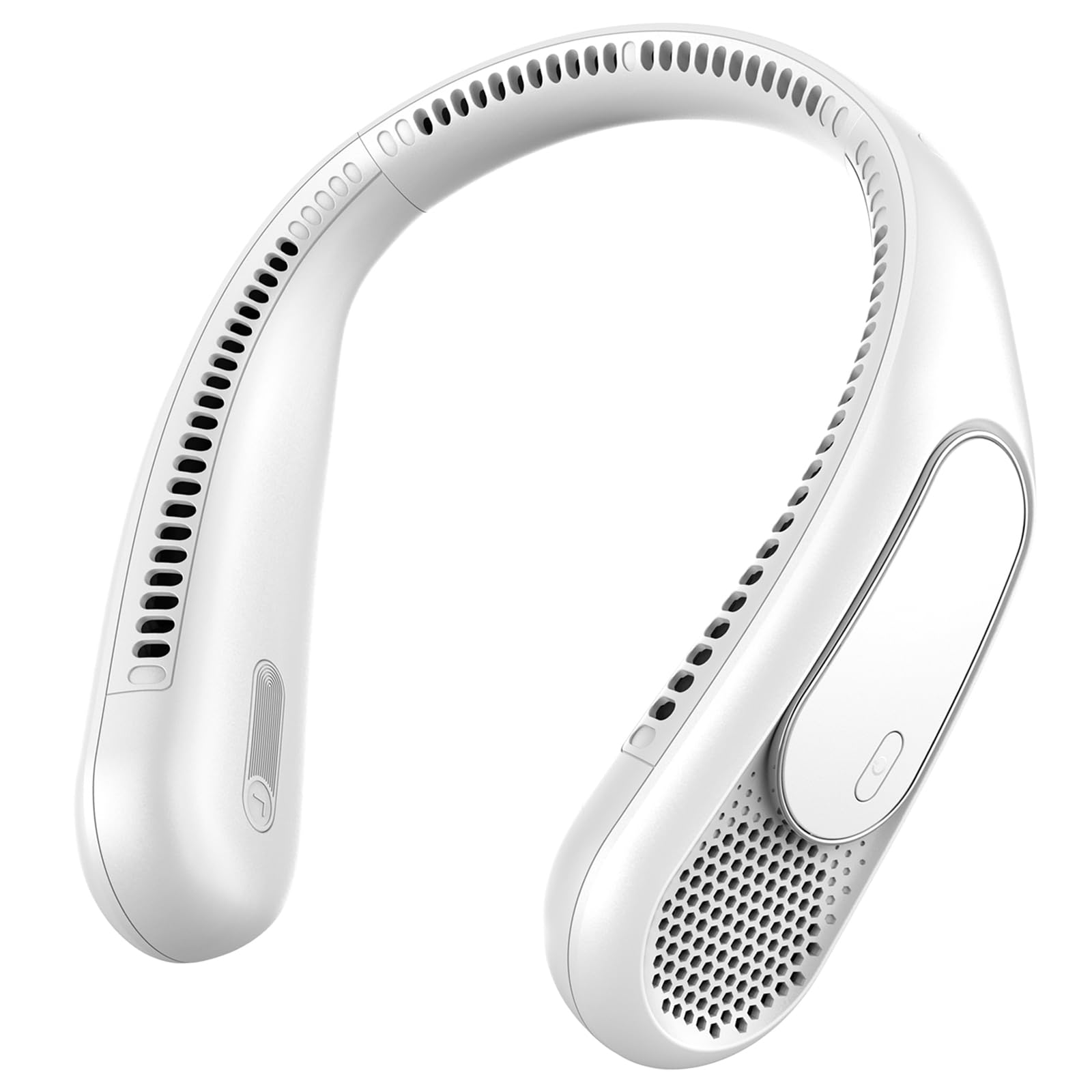 Ventilador de Cuello Bladeless 6000mAh, Ventilador Portátil Cuello USB Recargable con 4 Velocidades para Hombre y Mujer, Ideal para Viajes, Deportes, Trabajo y Uso Interior/Exterior（Blanco）