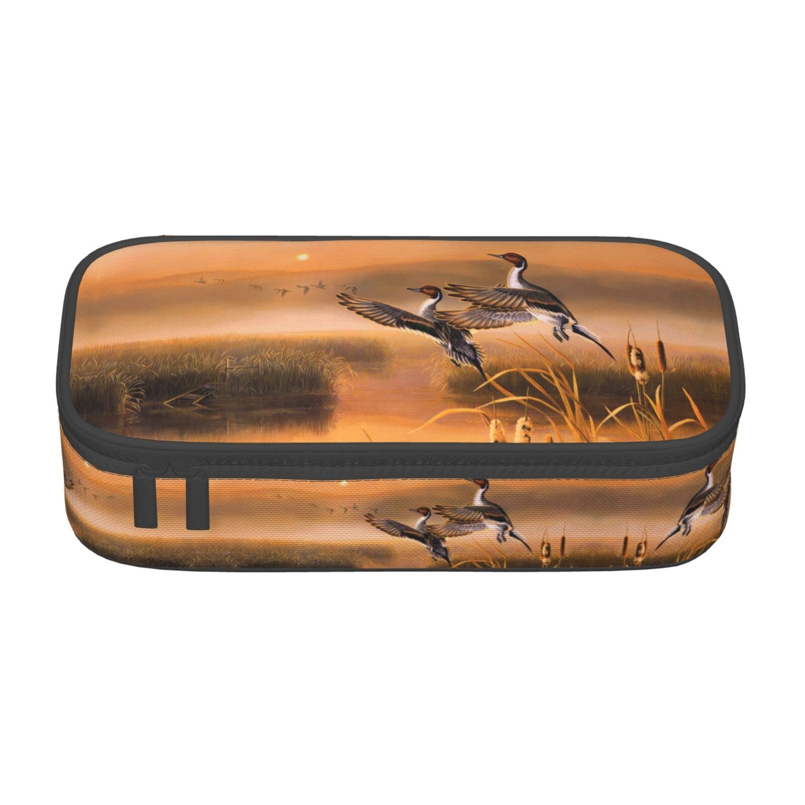FADUNI Oil Painting Duck Large Pencil Case for Girls and Boys, Aesthetic Pencil Bag with Multi Compartments for Adults, Office Stationary Organizer Practical for Kids Teenage Women Men