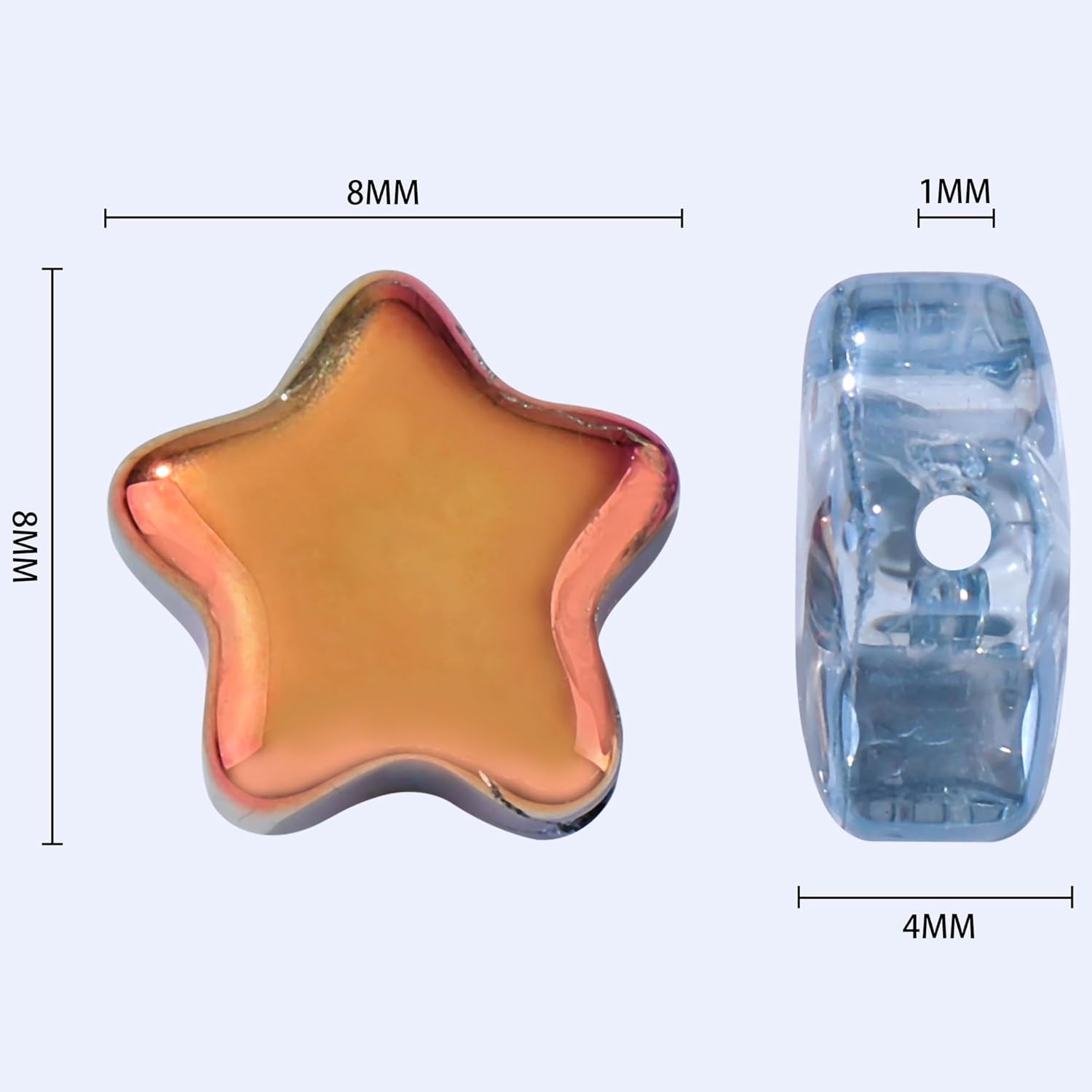 100 Pcs Glass Star Beads Plated Crystal Spacer Beads for DIY Craft Jewelry Making Bracelet Necklace 8mm (Star) - Image 5