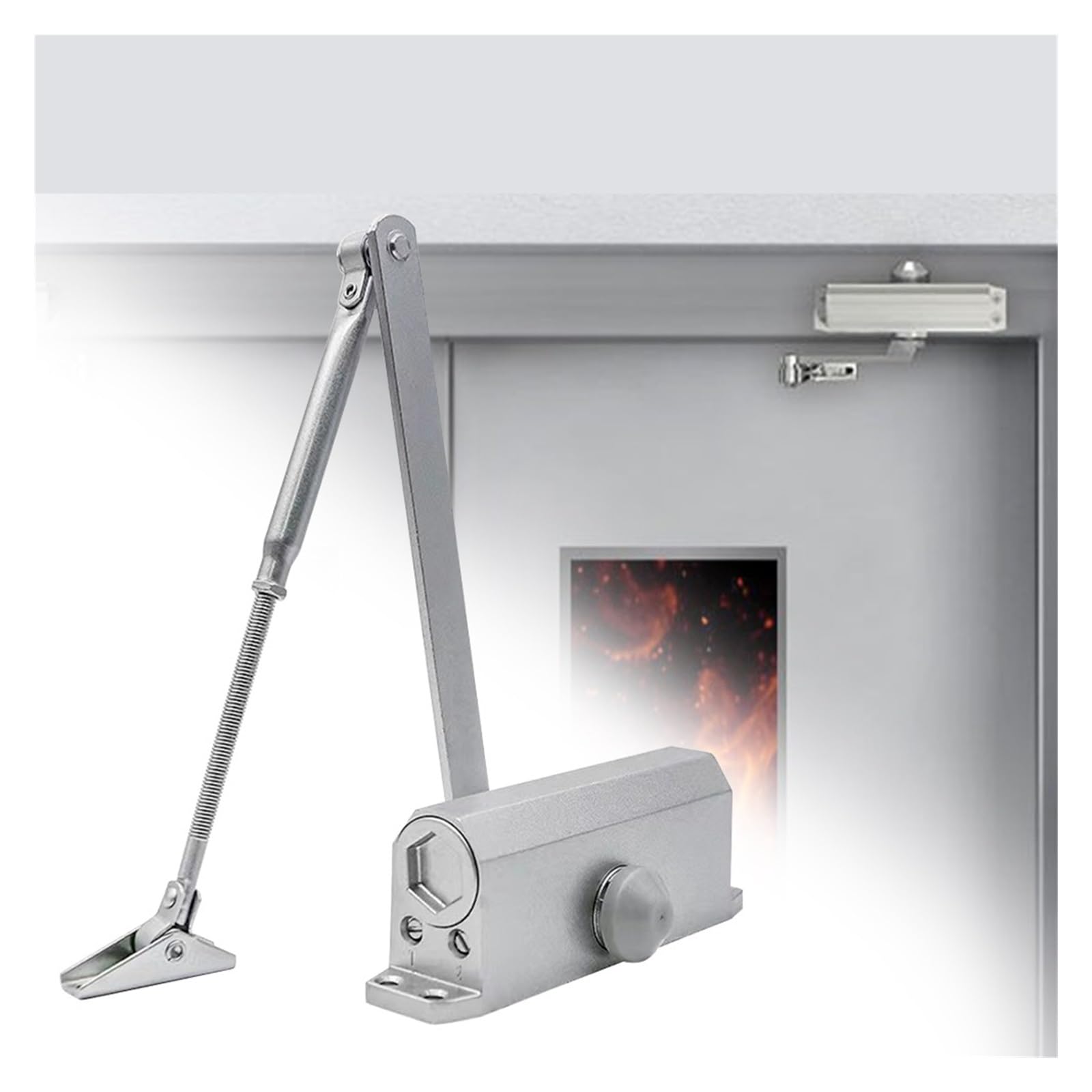 Chiudiporta automatico sistema di sicurezza regolabile velocità di chiusura/chiusura in alluminio per porte sinistra e destra 25-85 kg, facile per uso domestico commerciale (peso porta 45