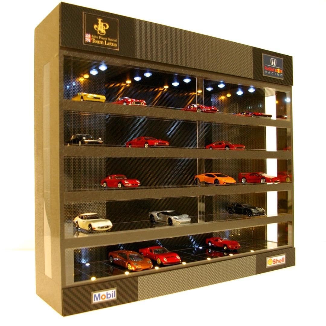 1/64展示50台可！・カーボン＆RED・5層式ディスプレーBOX/ネオジオラマ 1/64展示50台可・5層式 2種のカーボン・ディスプレーBOX /ネオジオラマ