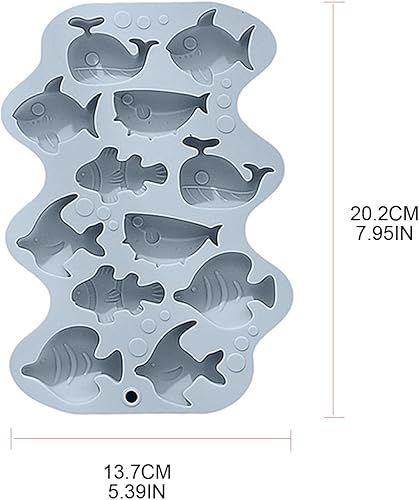Miniatura 4 de Molde de silicona flexible de grado alimenticio de 12 cavidades 3D para peces marinos, resina de arcilla, cerámica, caramelo, fondant, chocolate,