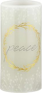 Creative Brands Flameless LED Candles Battery Operated Christmas Pillar Candle with 6-Hour Timer by Faithworks, Medium, Peace