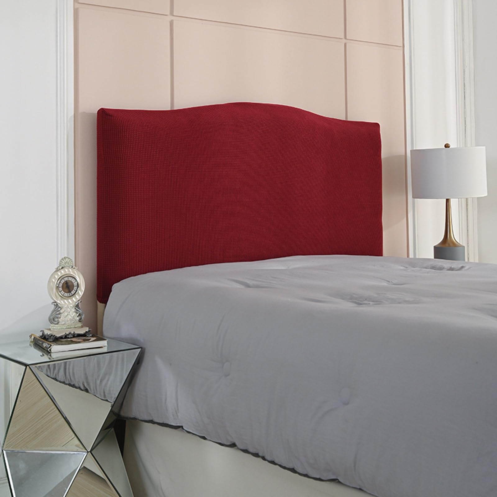 XIFUHUI Bed Headboard Cover Stretchable Dustproof Protective Headboard Stretch Bed Headboard Cover Bedroom Decor for single double king size beds(Bordeaux red,150cm)