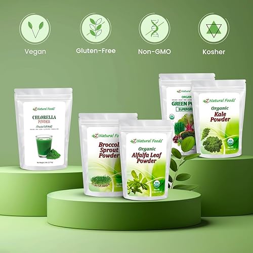 Miniatura 5 de Z Natural Foods Superalimento en polvo orgánico de verduras  hierba de cebada, pasto de trigo, espirulina, espinacas, brócoli, hoja de alfalfa, raíz